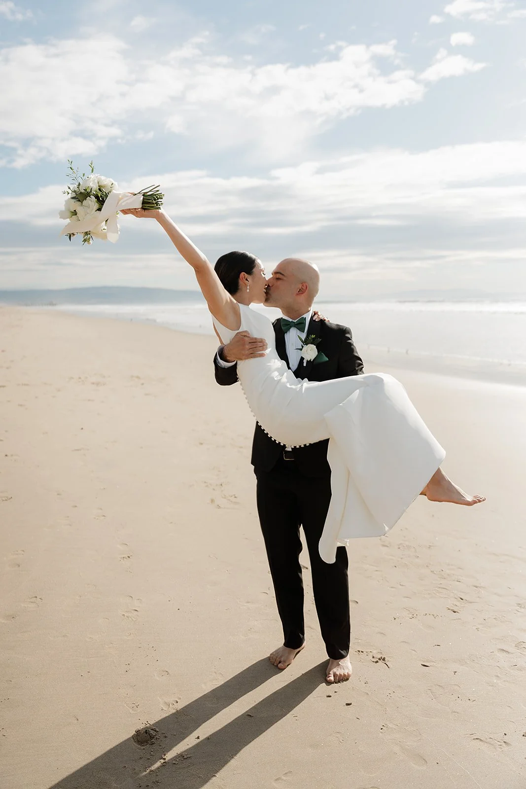Manhattan beach wedding, bride and groom portraits, natural light, candid lifestyle Los Angeles Wedding Photographer