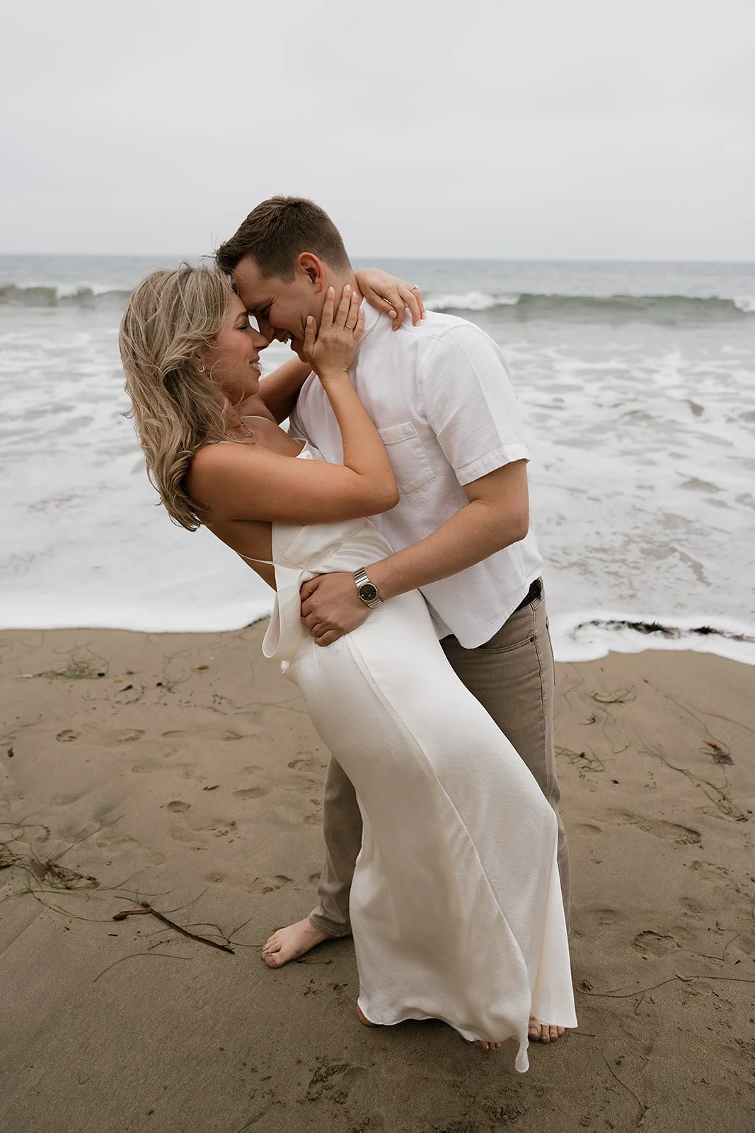 Engagement Photos on the beach in Los Angeles, California, Moody Beach Couples Photography