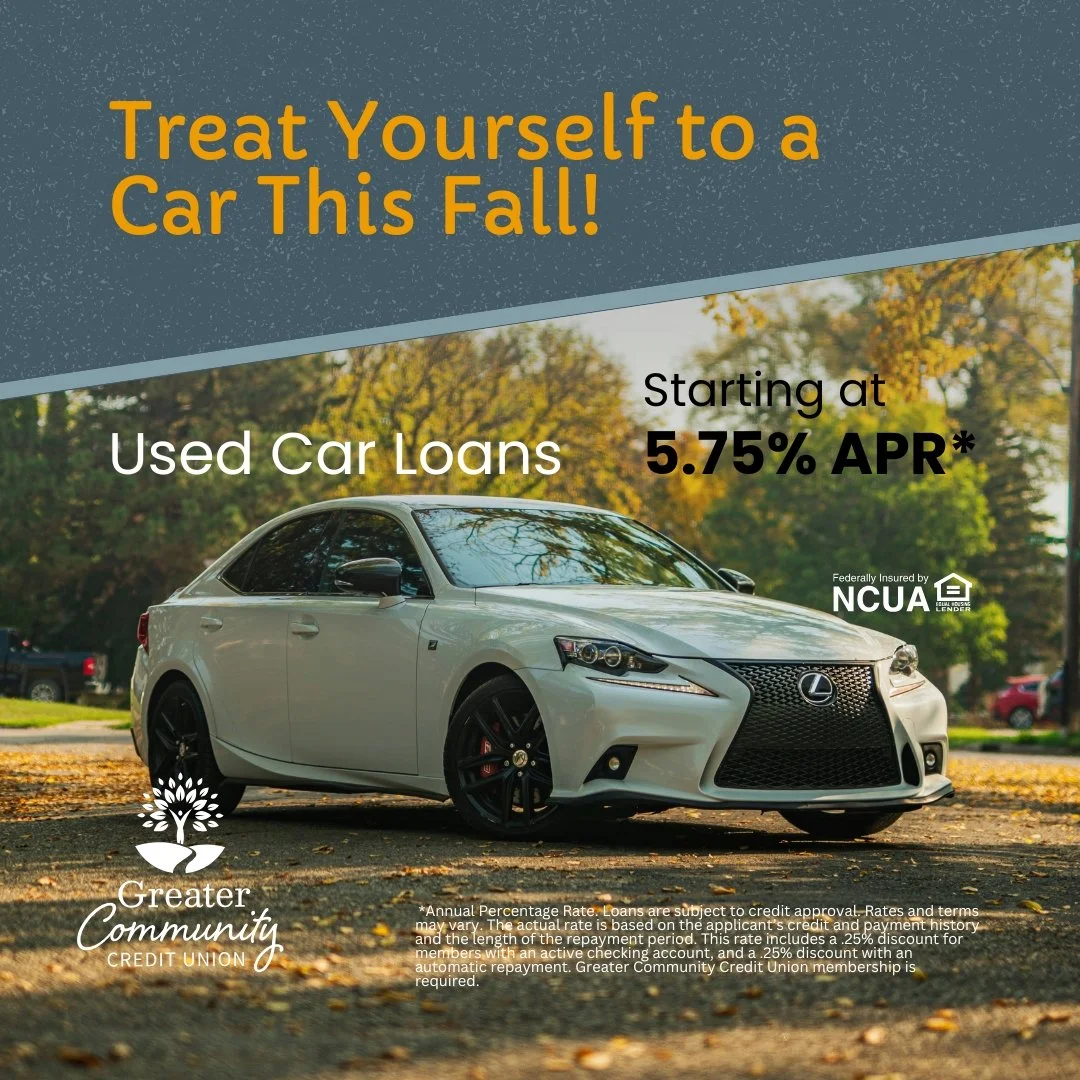 Now is the perfect time to upgrade your car!

Contact us, or check out our website to learn more https://greaterccu.com/rates#LoanRates