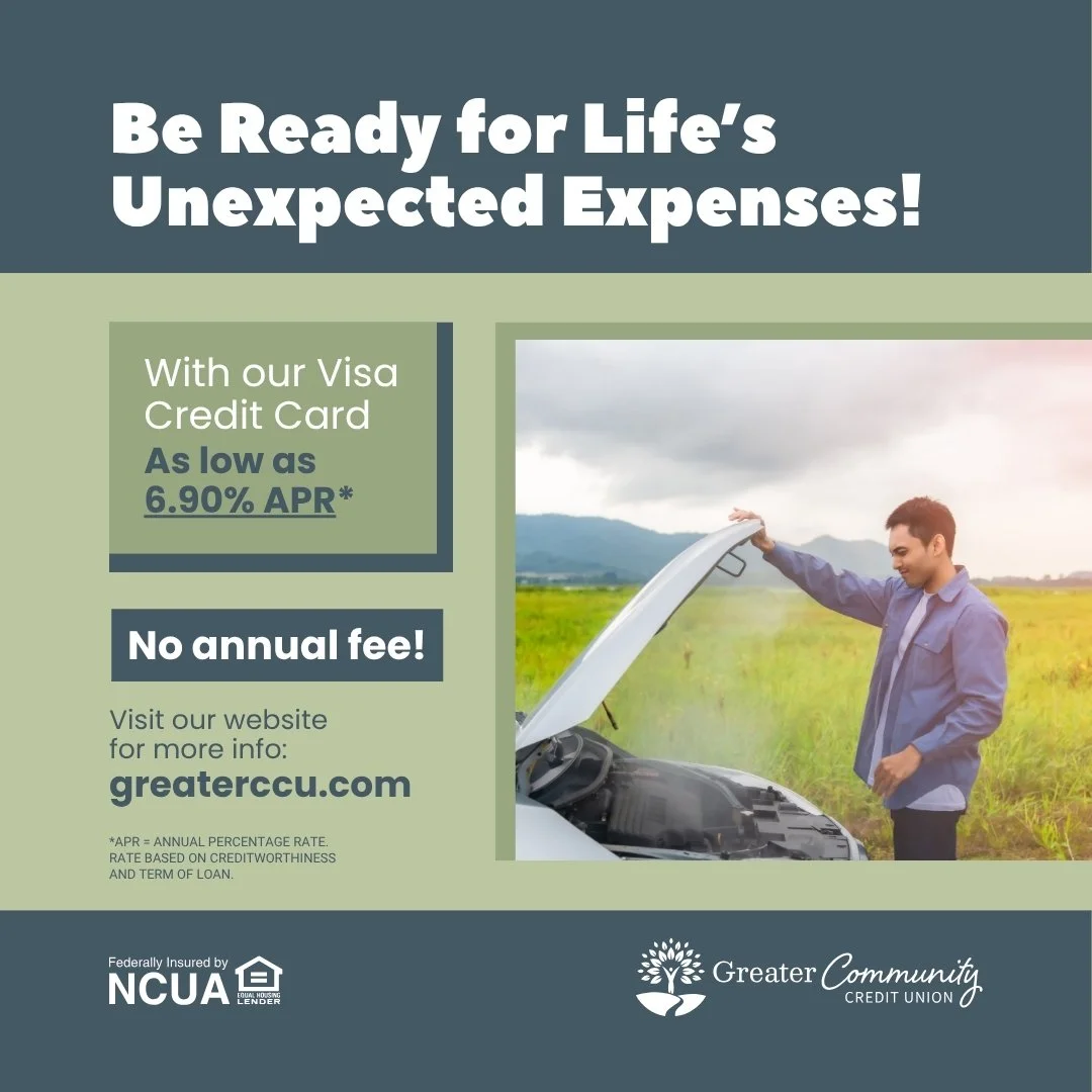 Expenses can pop up when you least expect them! Be ready for them with our low interest rate credit card. Visit our website to learn more.