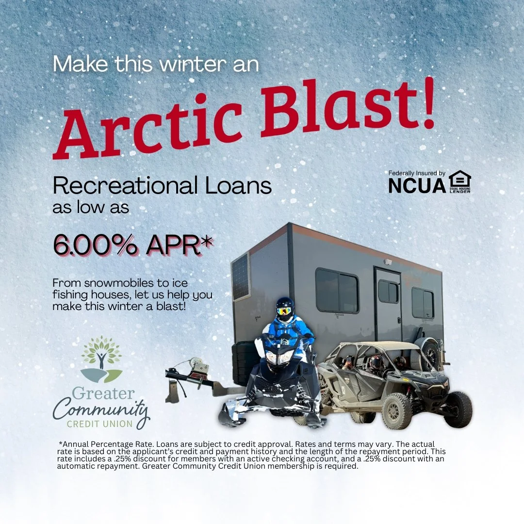 ⛄Make this a winter to remember!❄

Contact us for all your recreational loan needs.