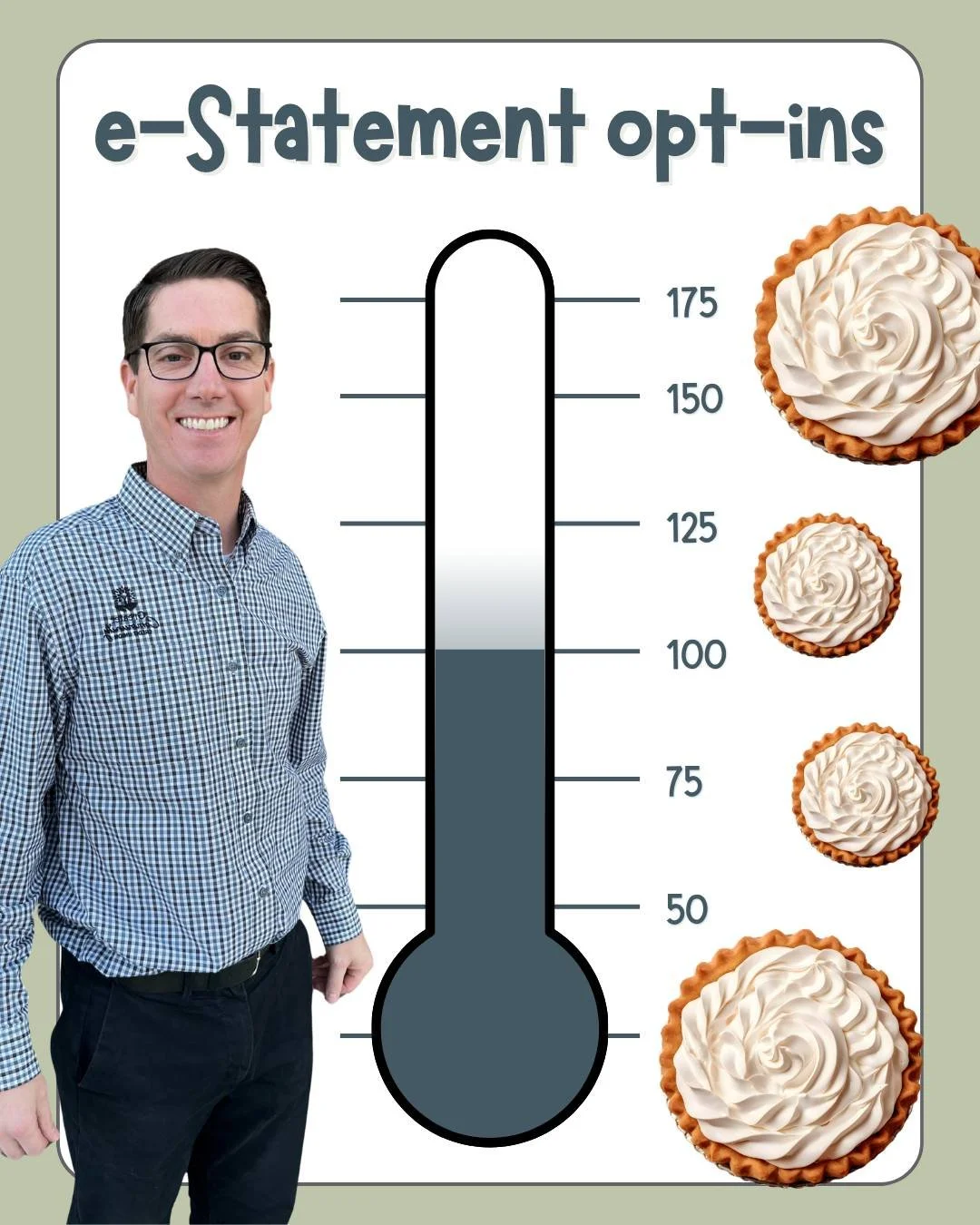 🚨 Josh Needs Your Help&hellip; or does he? 🚨

We&rsquo;re only 100 e‑Statement signups away from Josh taking a full pie to the face! 🥧
There are only a few days left, and we KNOW you all can make this happen.

Go paperless, save some trees, and gi