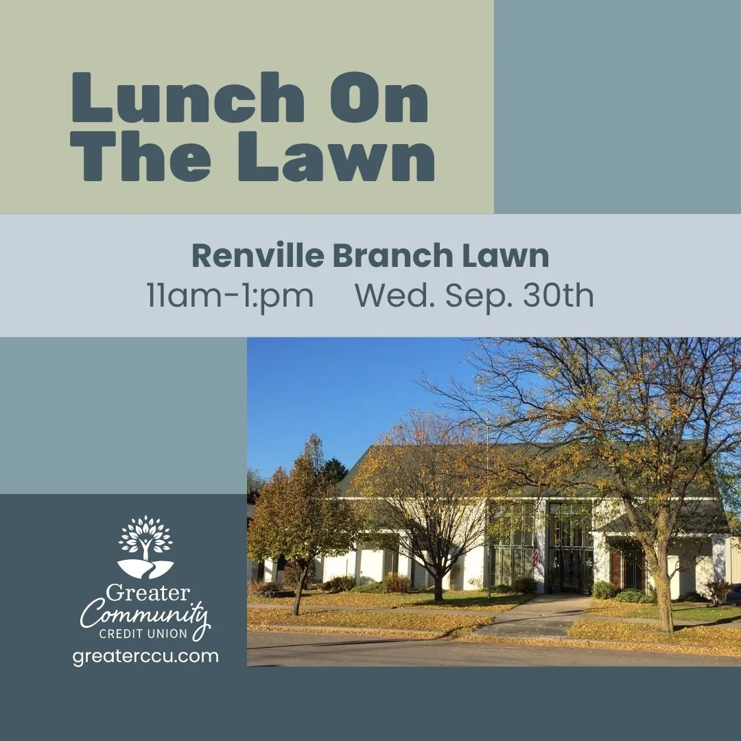 Join us this Wednesday for lunch on the lawn. 11-1 on the Renville branch lawn. We hope to see you all there!