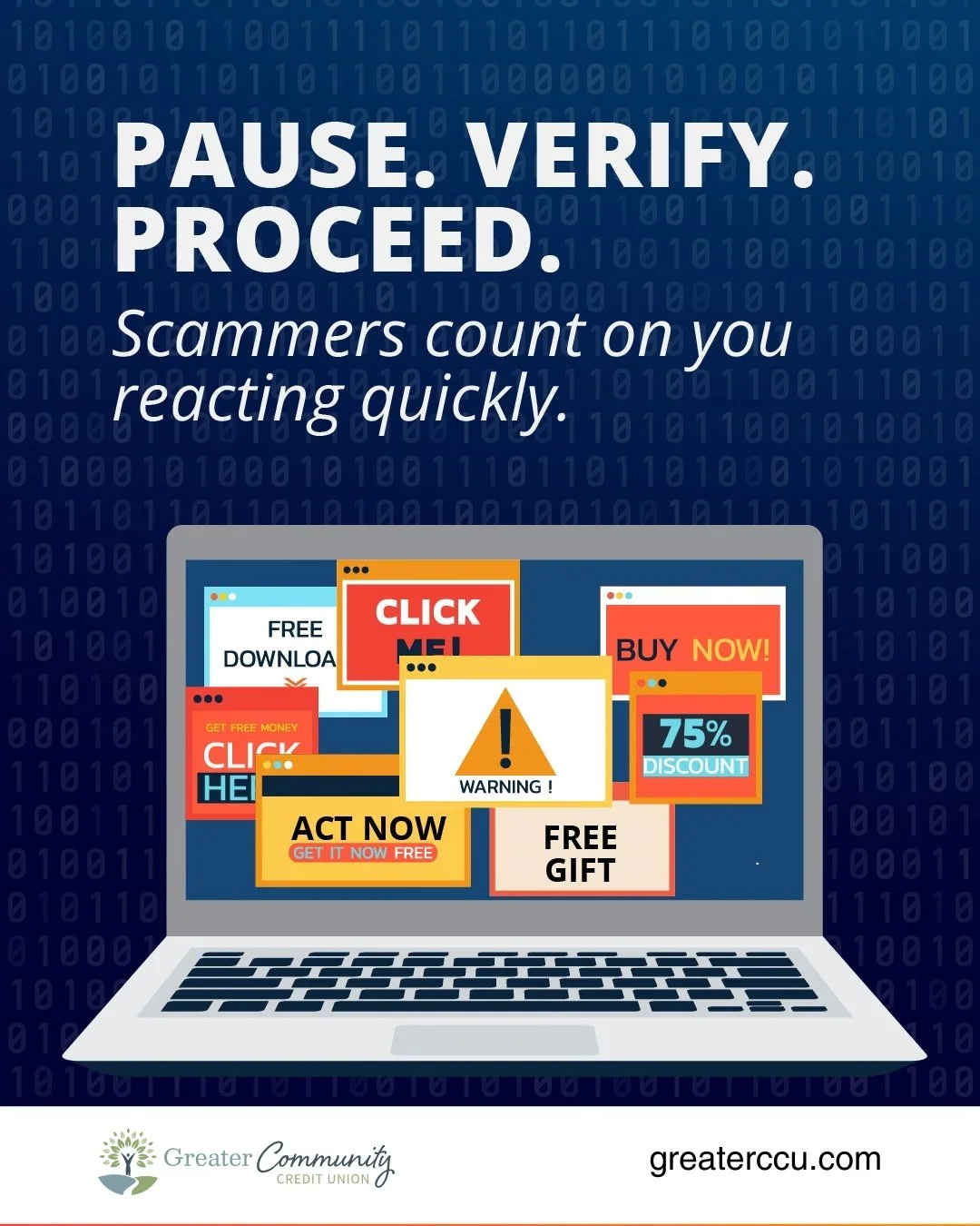 October is Cybersecurity Awareness Month. Urgent messages are one of a scammer's favorite tricks.

If an email or text pressures you to act immediately, pause before responding. Verify the request through a trusted phone number or website before clic