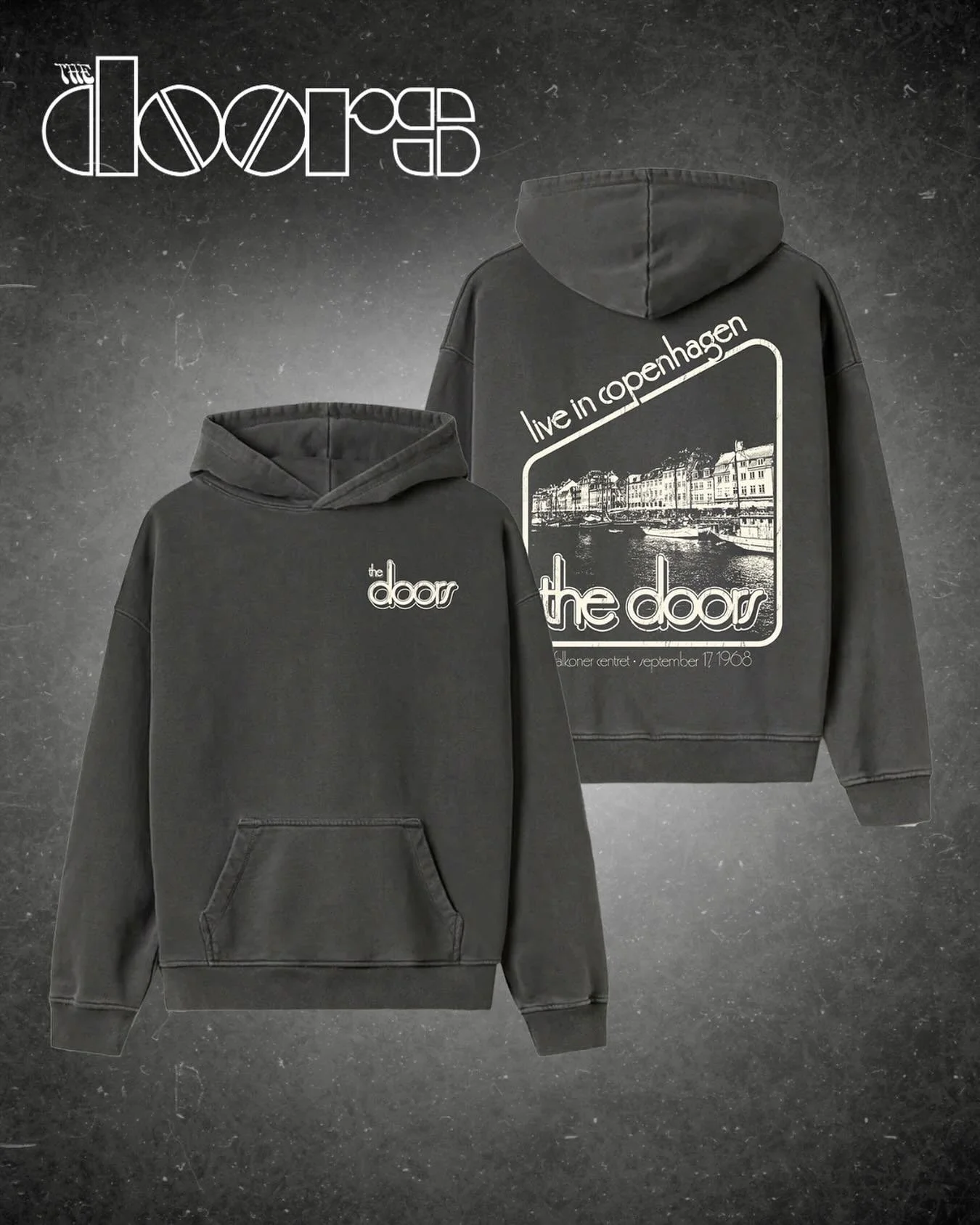 #Repost @thedoors

The Doors&rsquo; Live in Copenhagen Hoodie is now available for pre-order in The Doors webstore.

This washed black hoodie honors The Doors&rsquo; historic Falkoner Centret performance on September 17, 1968, featuring a vintage-ins