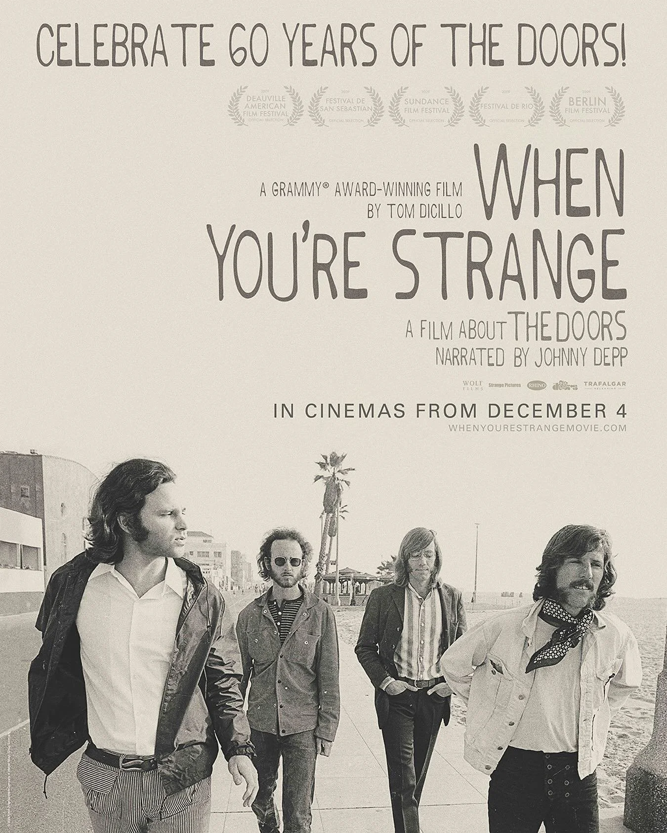 #Repost @thedoors 
When You’re Strange, the GRAMMY® Award-Winning film about The Doors now remastered in 4K, returns to cinemas to mark the 60th anniversary of the band.
In cinemas worldwide December 4 & 6. Tickets on sale October 30.