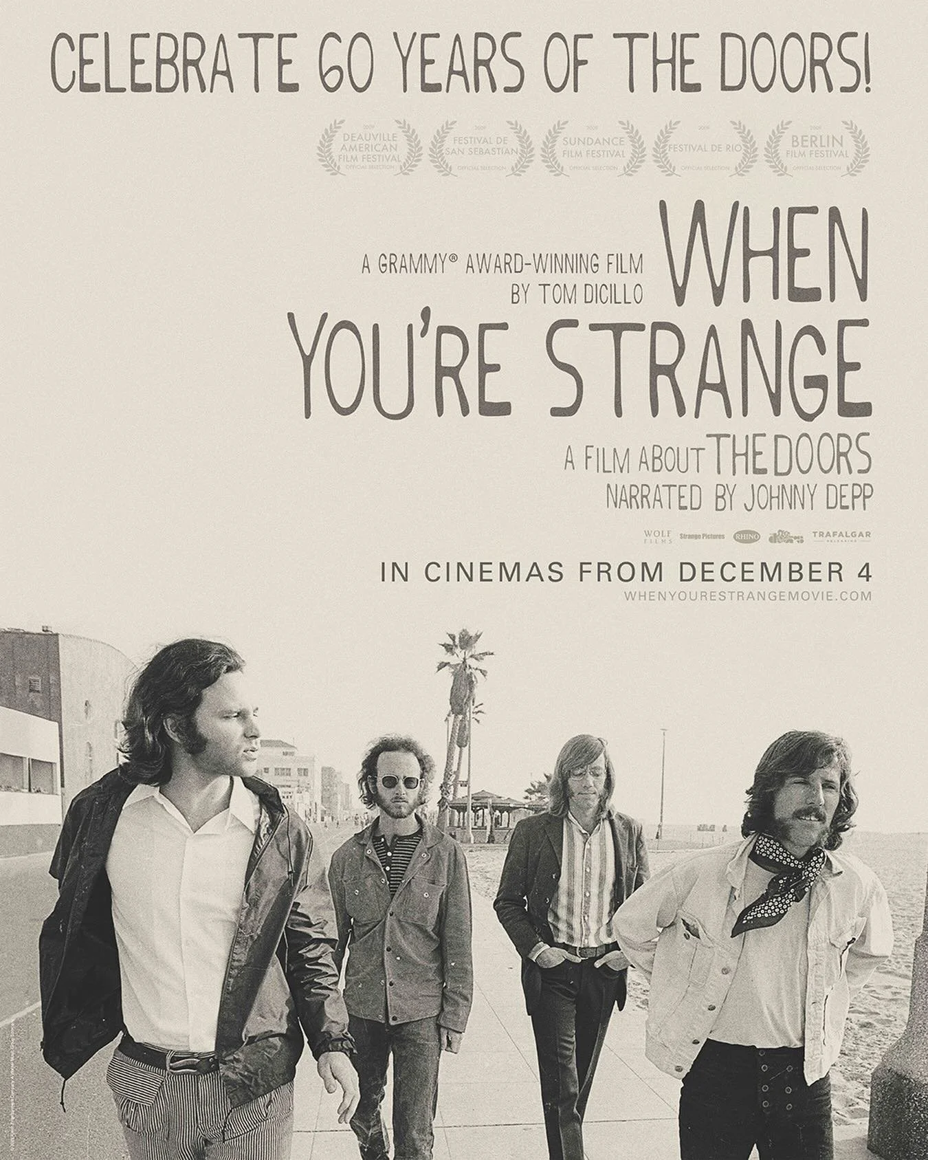 The GRAMMY&reg; Award-winning film WHEN YOU&rsquo;RE STRANGE;, newly remastered in 4K, returns to theaters December 4 &amp; 6 to celebrate 60 years of The Doors.

Anyone planning on going?

Tickets on sale now at the link in bio.