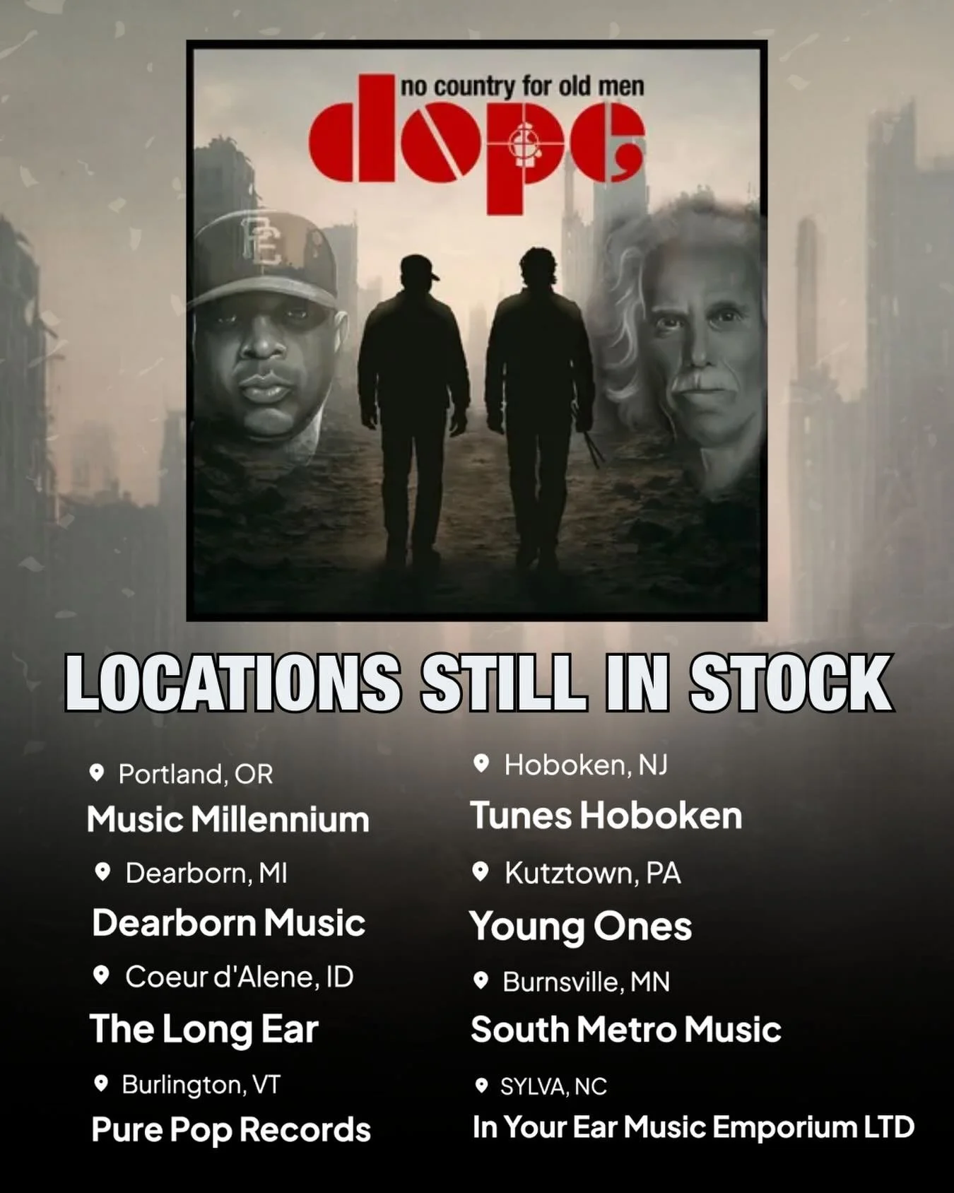 Only 8 stores nationwide still have copies of no country for old men.

Missed Record Store Day? Visit participating locations or order online to secure your copy - link in bio.