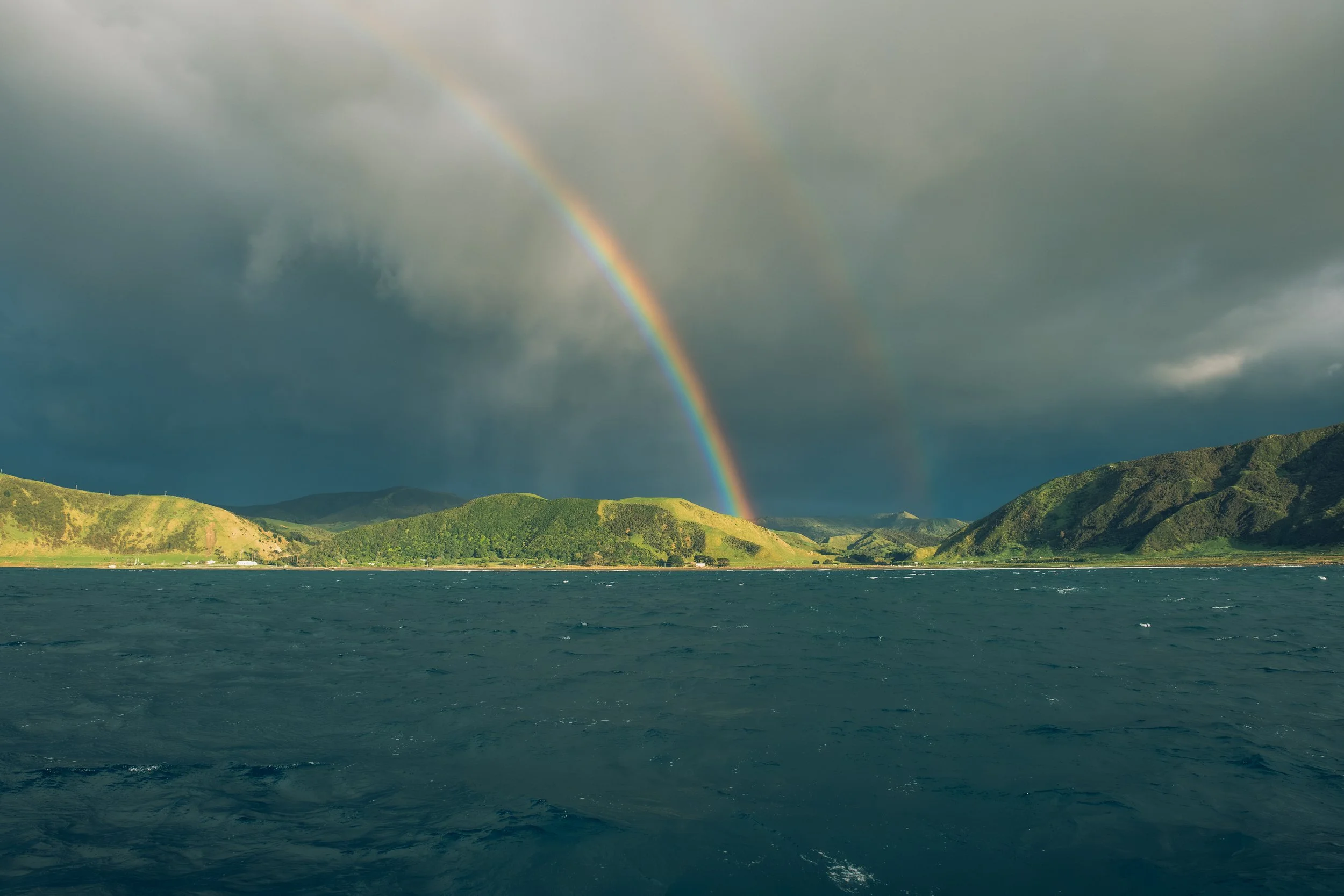 Rainbow over the Tora coastline, South Wairarapa