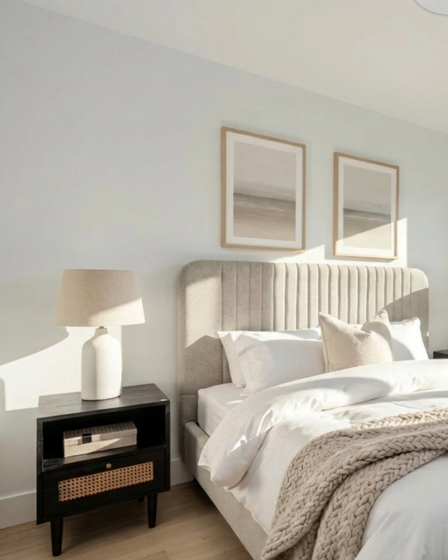 A bedroom designed to feel like a deep breath 🤍

Soft neutrals, warm textures, and sunlit simplicity&mdash;proof that calm is the most elevated luxury. 
&bull;
&bull;
&bull;
&bull;
&bull;
#interiordesigner #interiordesign #luxuryliving #yvr #dreamho