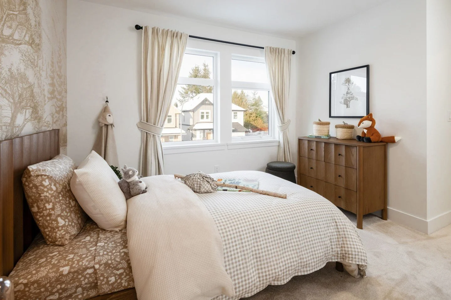 A charming boys&rsquo; room at Amberwood Manor. 🦊

Warm wood tones, soft layered textiles, and playful details create a space that feels both thoughtful and inviting. Designed to grow with its young occupant, the room balances comfort, character, an