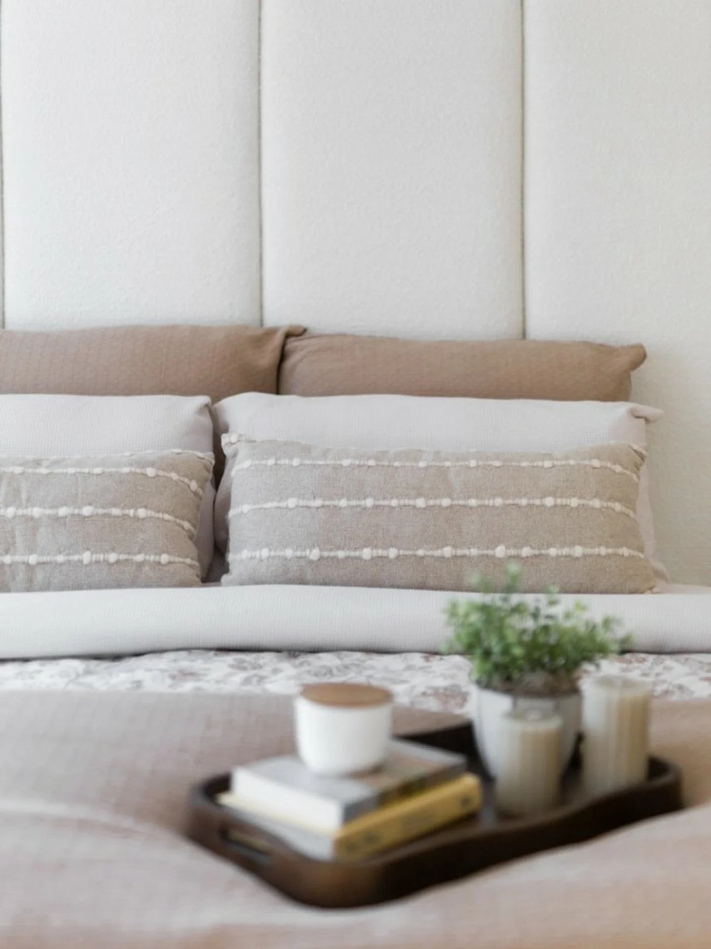 Quiet luxury lives in the details. 🌿 

Layered textures, soft architectural lines, and a restrained palette create a bedroom that feels effortlessly refined at Amberwood Manor. Designed to evoke a sense of calm, warmth, and understated elegance in e