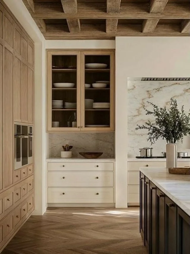 Warm wood cabinetry, soft stone, and a palette grounded in natural materials create a kitchen that feels both sophisticated and approachable. 🤎

Thoughtful proportions and layered textures bring depth and quiet elegance to the space. 🌿

Let&rsquo;s