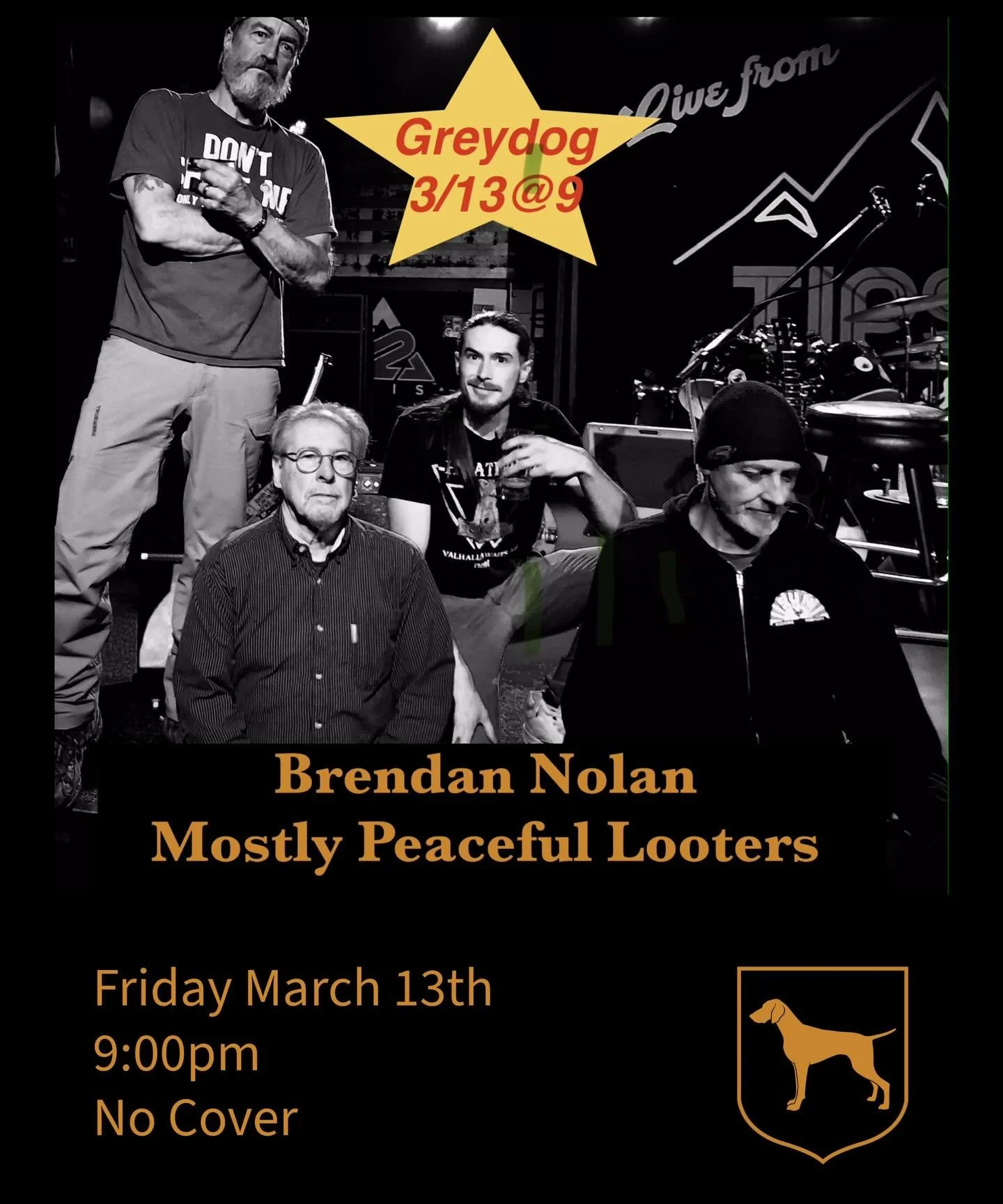 This Friday, March 13th Brendan Nolan and the Mostly Peaceful Looters will be playing at 9pm! No Cover!
