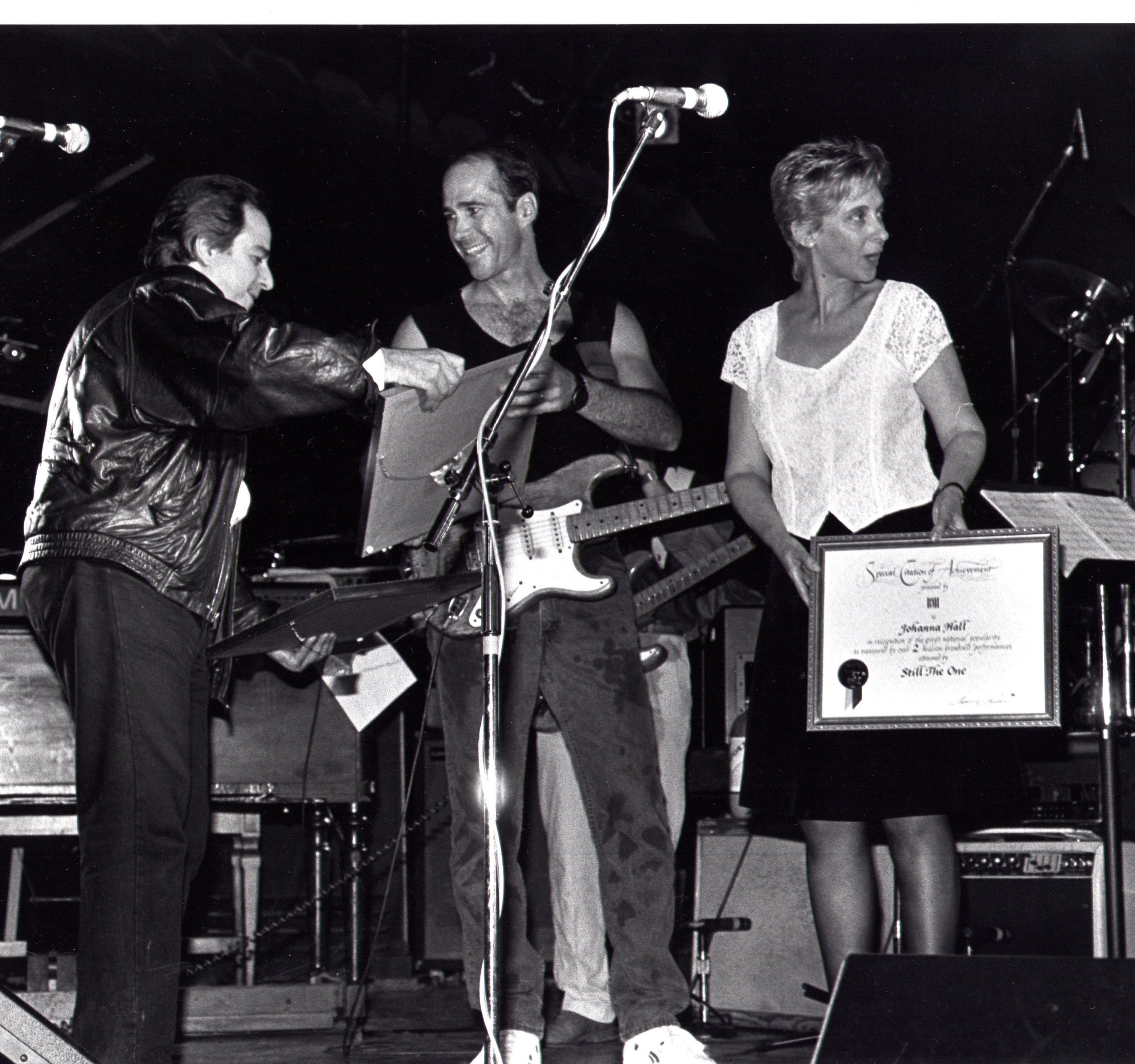 We joined BMI (Broadcast Music International) at the very beginning of our career to collect airplay royalties around the world. By 1990, "Still the One" had achieved two million domestic airplays. Our pal Robbie Dupree, with his partners Bob Jeniker