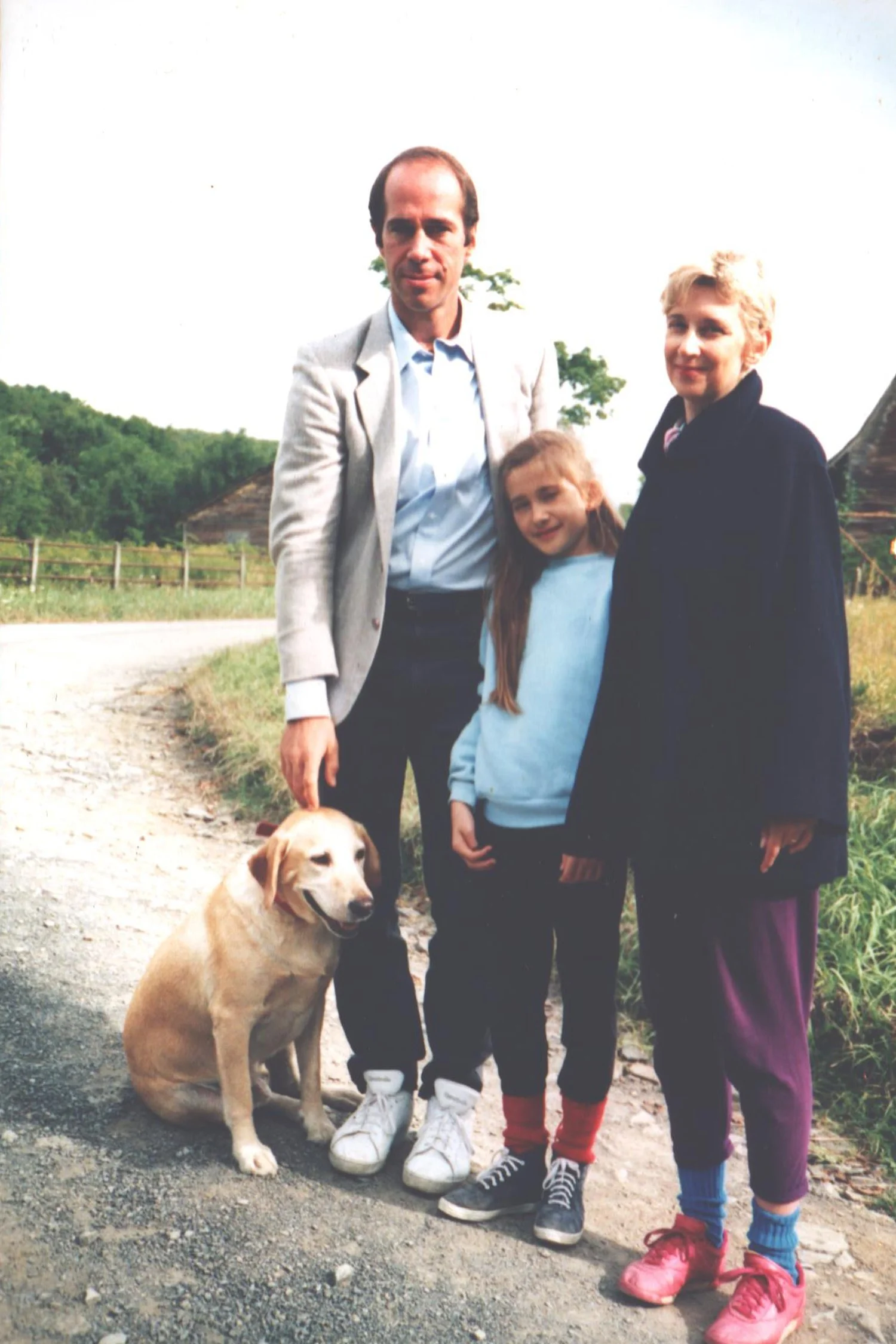 A family photo of John, me, our daughter Sofi, and our dog Barney. This photo was taken by Jeanne Hunter when John was making his first run for elected office in 1989. He won and became a member of the Ulster County Legislature.