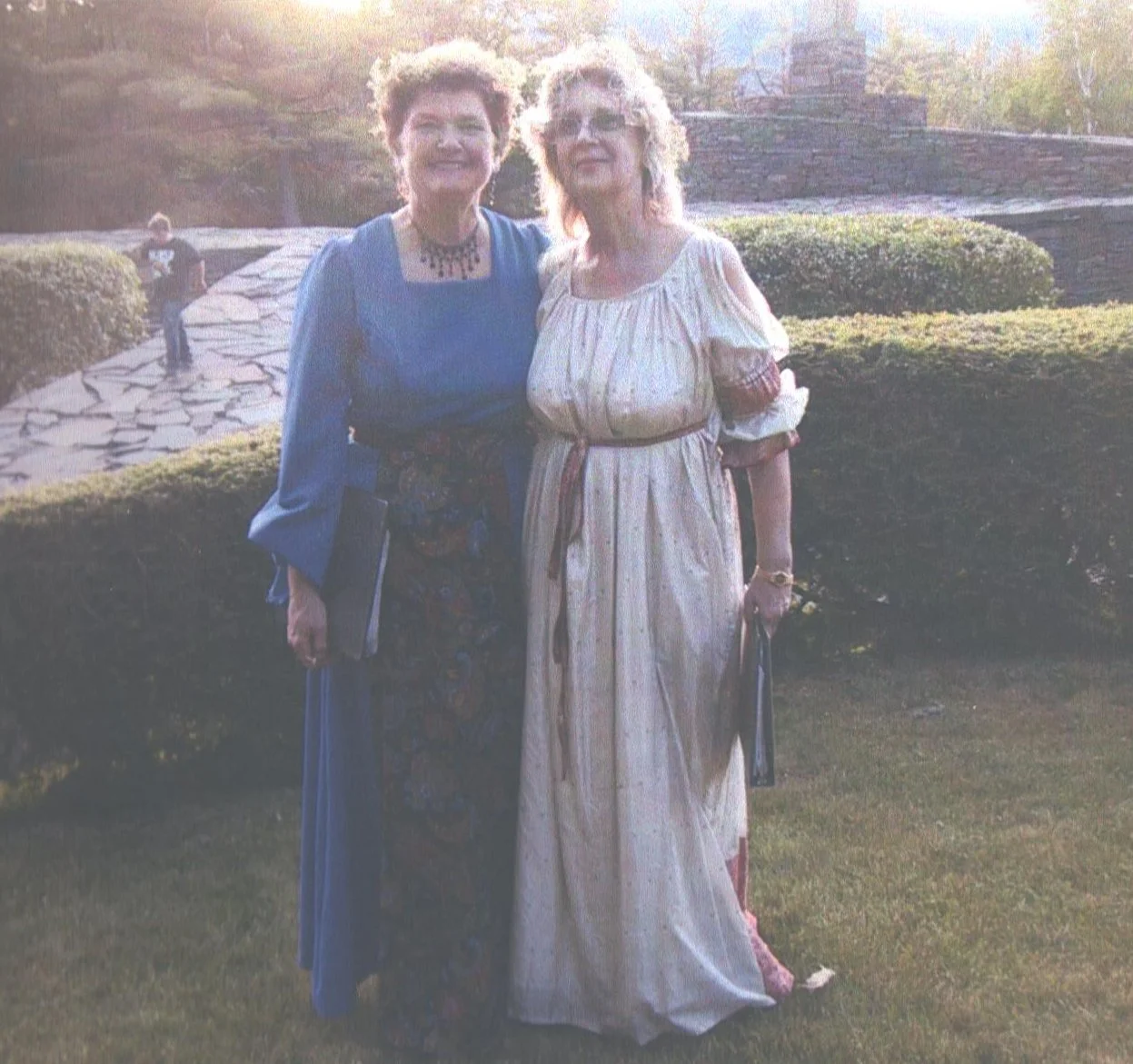 A Renaissance concert at Opus 40. Sue Ulrich and me, in my wedding dress