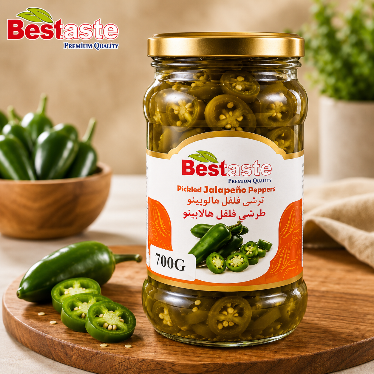 Pickled Green Jalapeno peppers - sliced