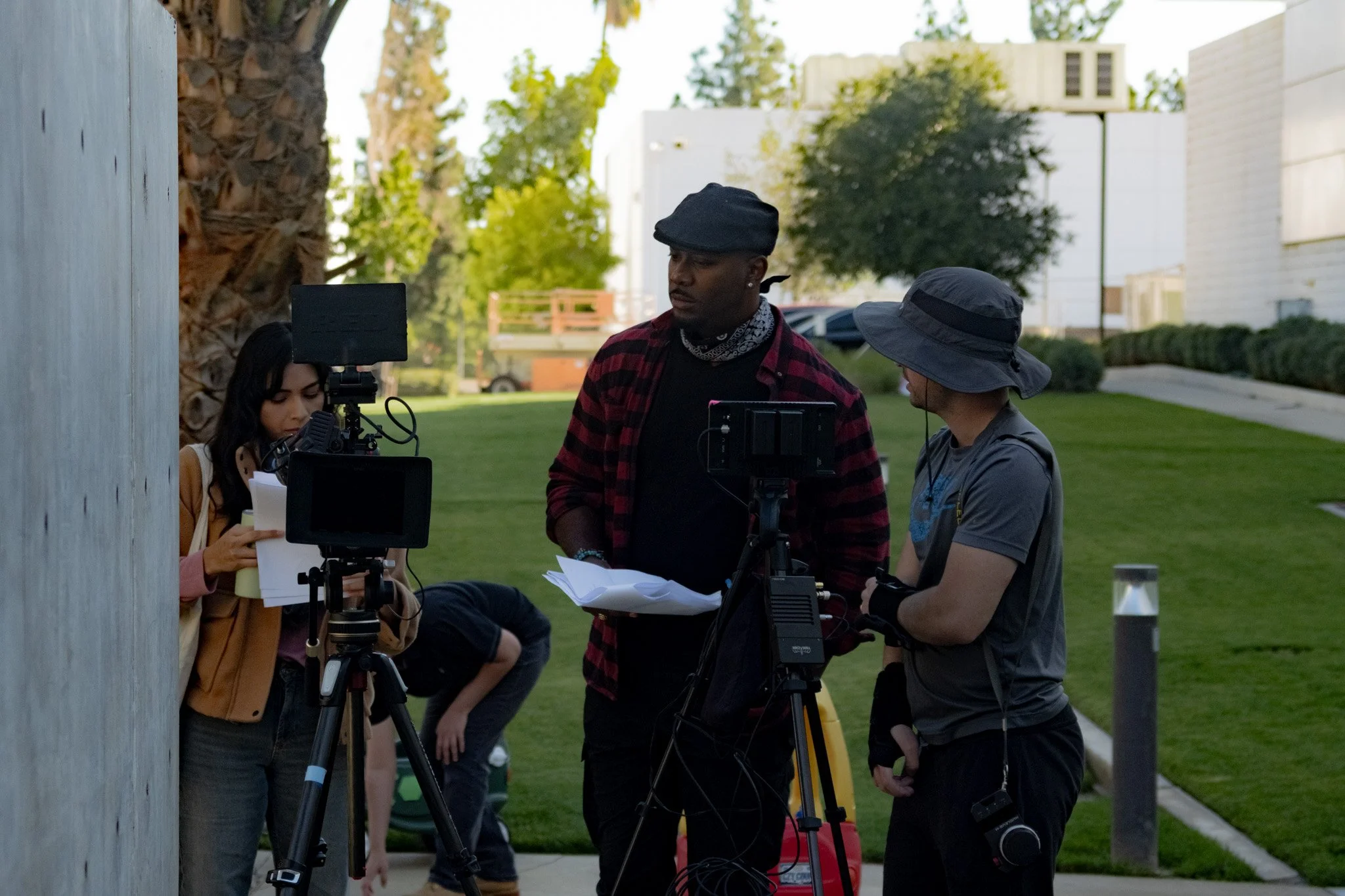 Production crew on set