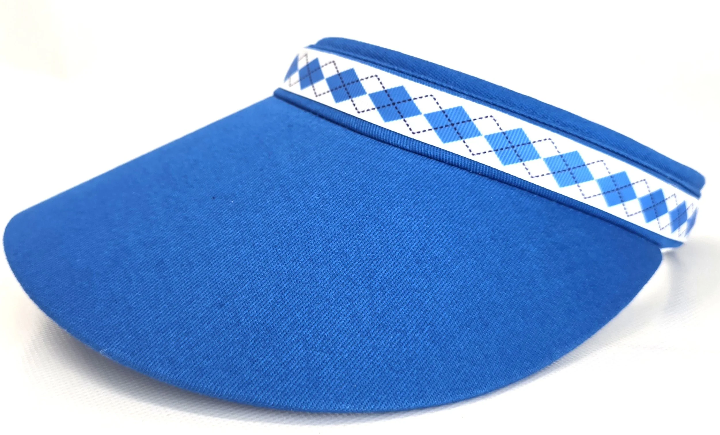 Argyle pattern on a lovely Royal Blue Clip-on Visor