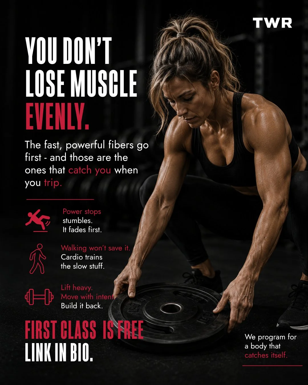 Muscle isn&rsquo;t one thing. You&rsquo;ve got slow fibers, built for endurance, and fast fibers, built for power. After 40, the fast ones shrink first and fastest.⁠
That matters more than it sounds. Power &mdash; moving force quickly &mdash; is what