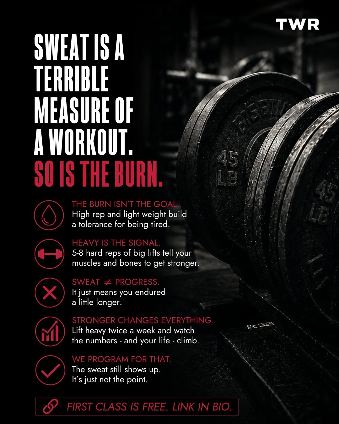 Somewhere along the way we decided a good workout is one that leaves you soaked and shaking. High reps, light weight, keep moving, feel the burn. It feels productive. Mostly it builds a tolerance for being tired.⁠
⁠
The thing that changes your body a