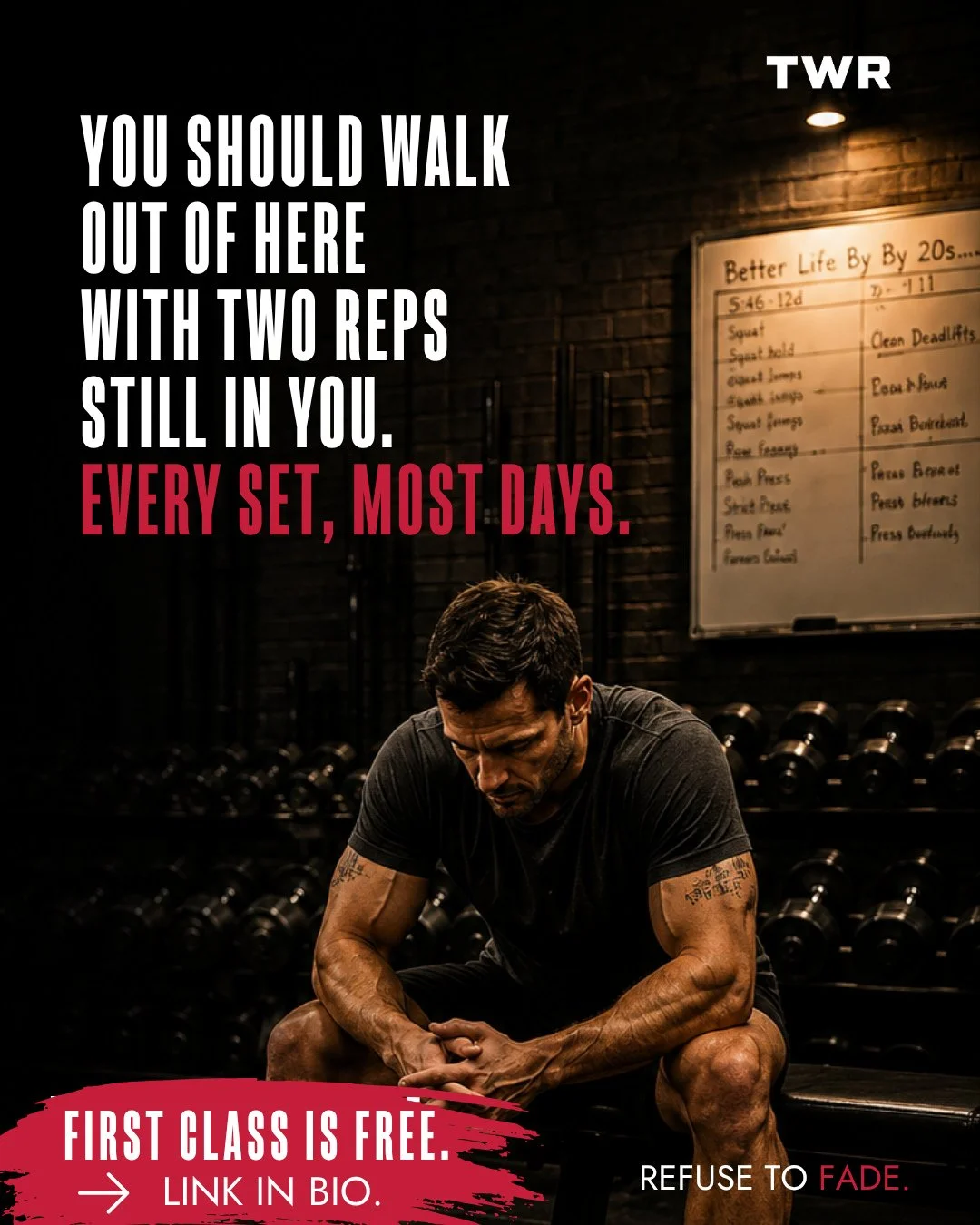 Training to failure feels like the honest version. It looks like effort. It's the thing people film.⁠
⁠
Look at what that last rep actually buys. A rep you barely finish adds a sliver of stimulus, costs a couple of extra days of recovery, and wrecks 
