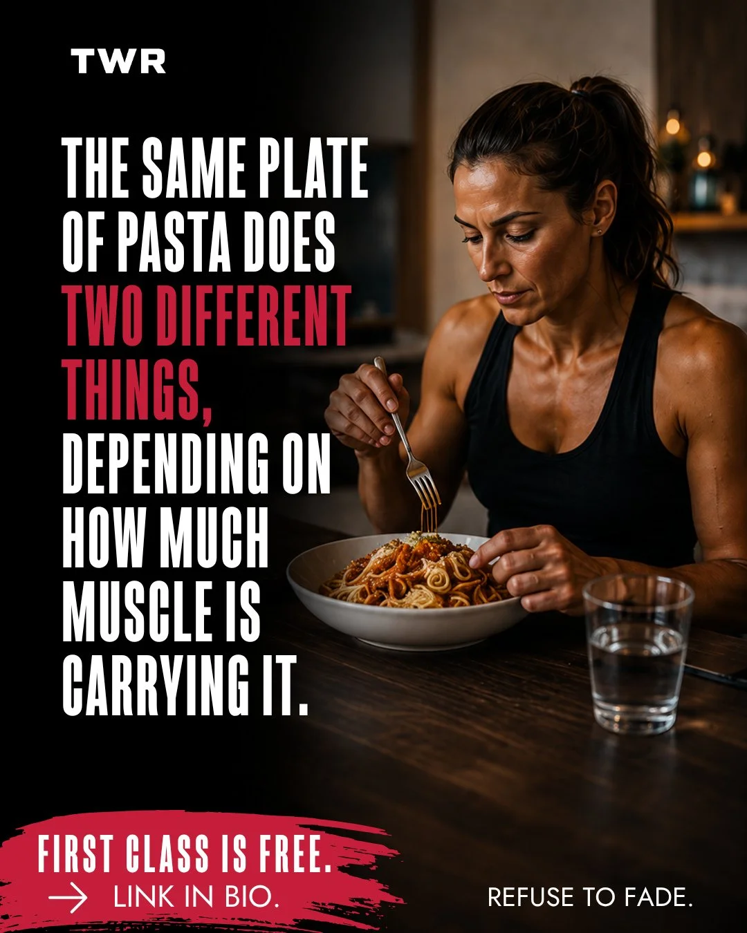 Your skeletal muscle is the biggest customer for the sugar in a meal. Trained muscle is a hungrier one &mdash; it takes more, faster, and it keeps doing it for hours after a session.⁠
⁠
So two women eat an identical dinner and have two different afte