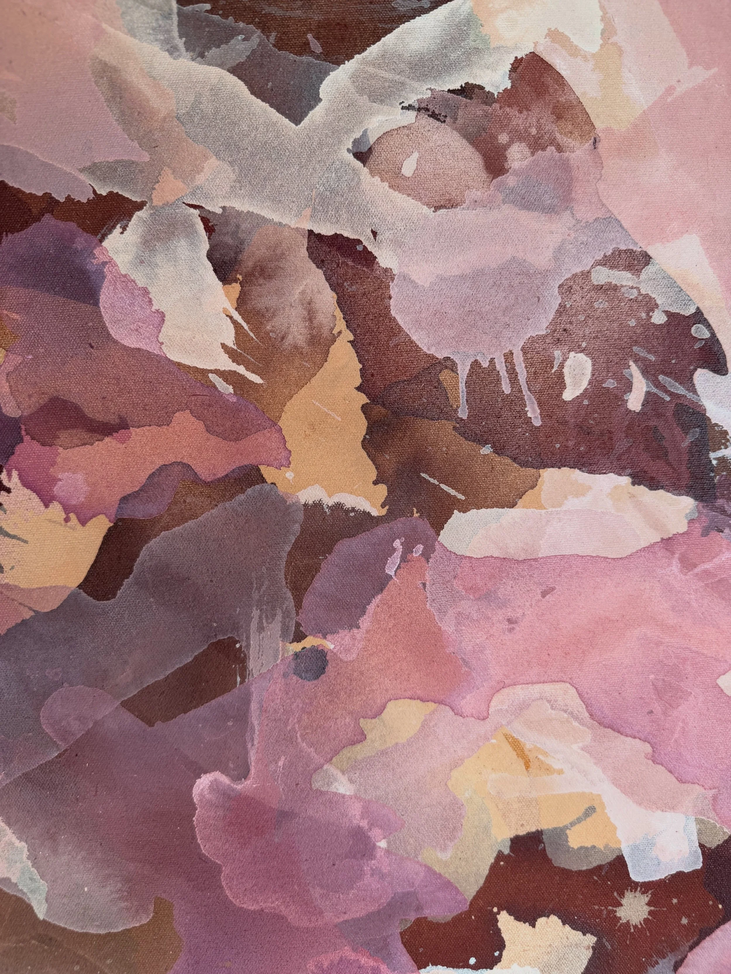 Ghosts of previous layers. Stains. The beauty of working this way is you get to enjoy every mark beneath the surface. This new body of work has me completely hooked.