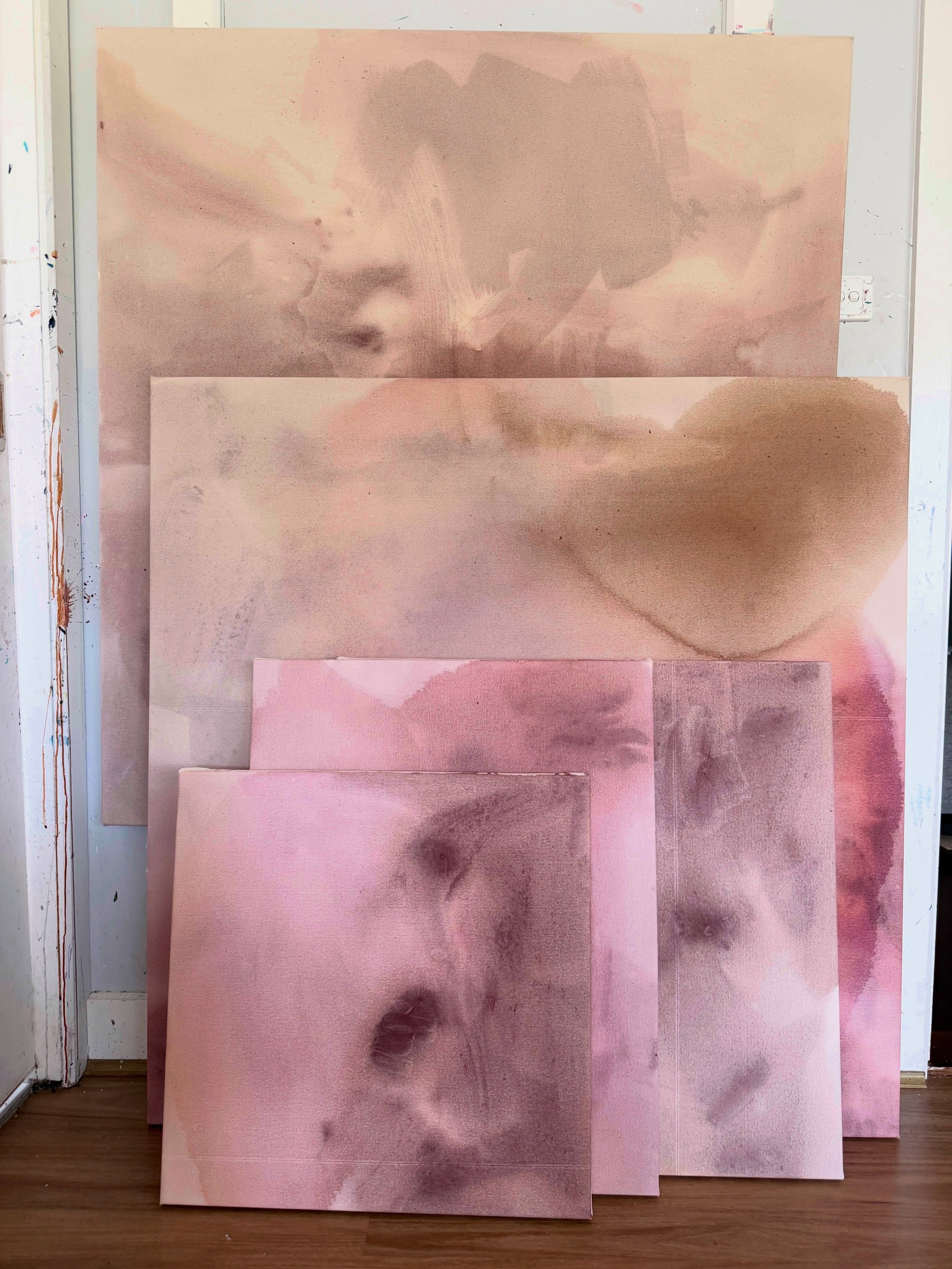 The first layers.

I love how these initial washes seep into the canvas almost like a stain. Once they dry, the colour softens and fades before I begin building the layers over them.

This has become the starting point for so much of my recent work.