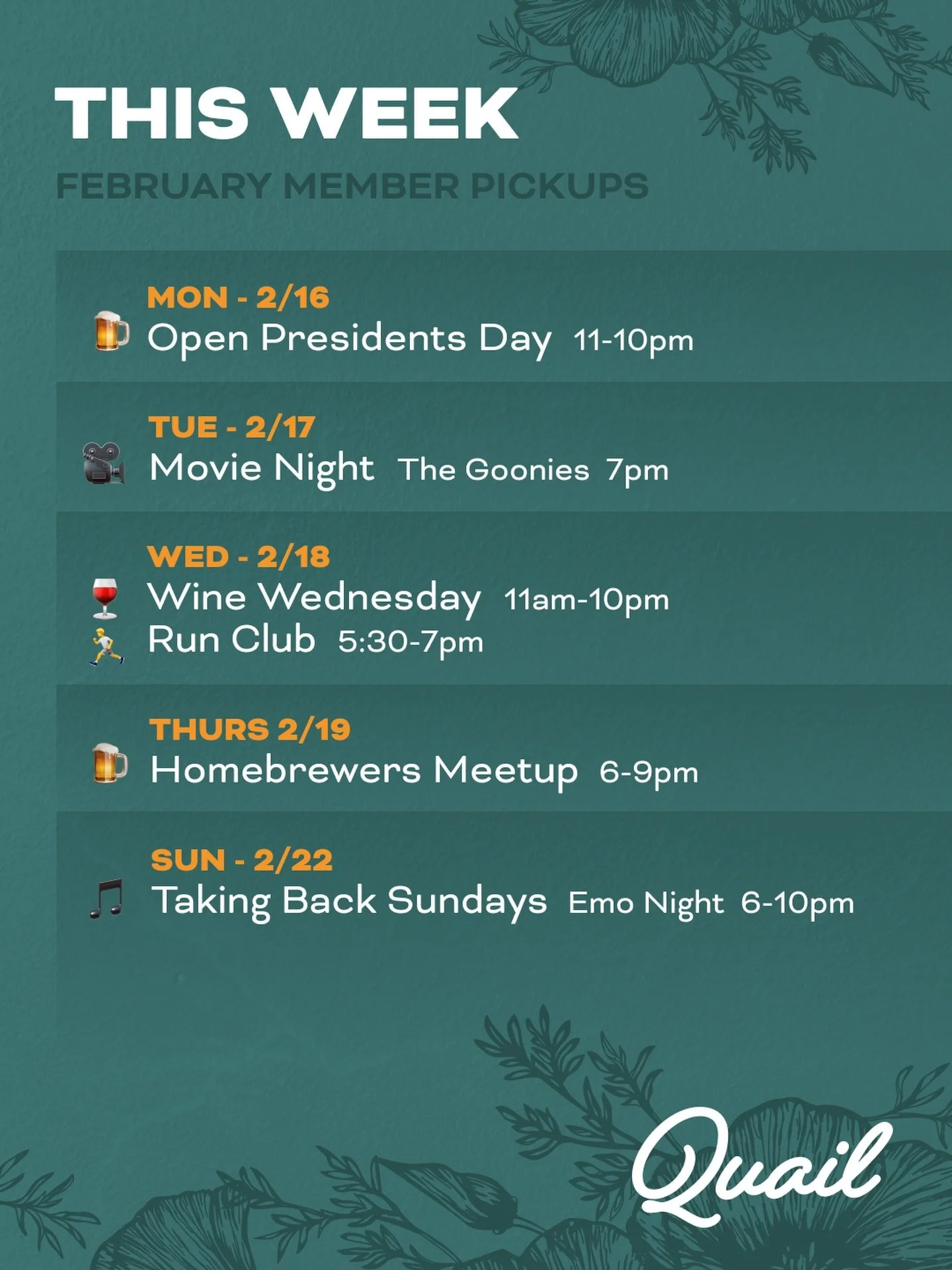 Join us for this week&rsquo;s events 🍻