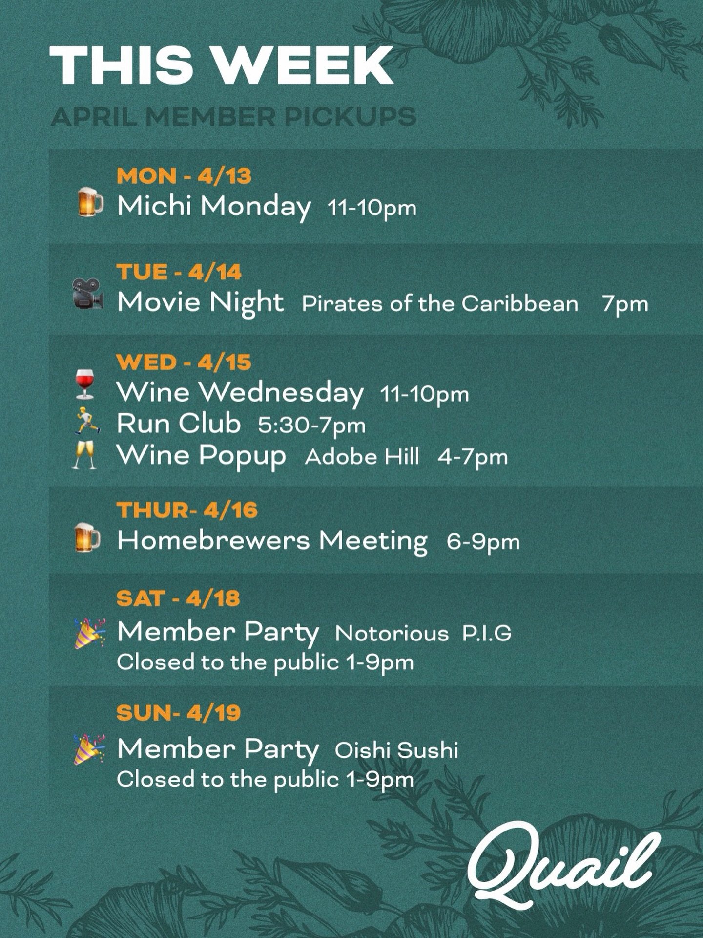 This week at Quail 🍺