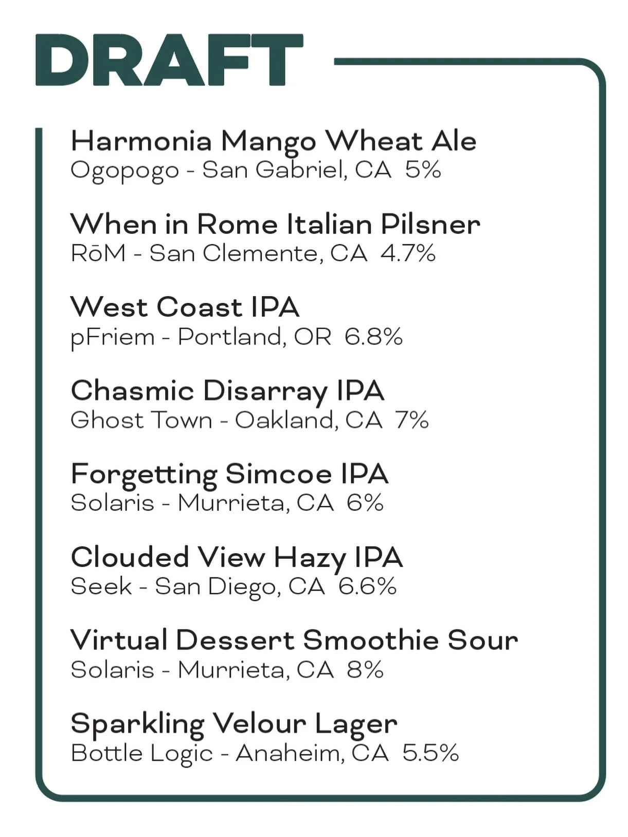 New draft list 🍻 try them out &amp; let us know 💭