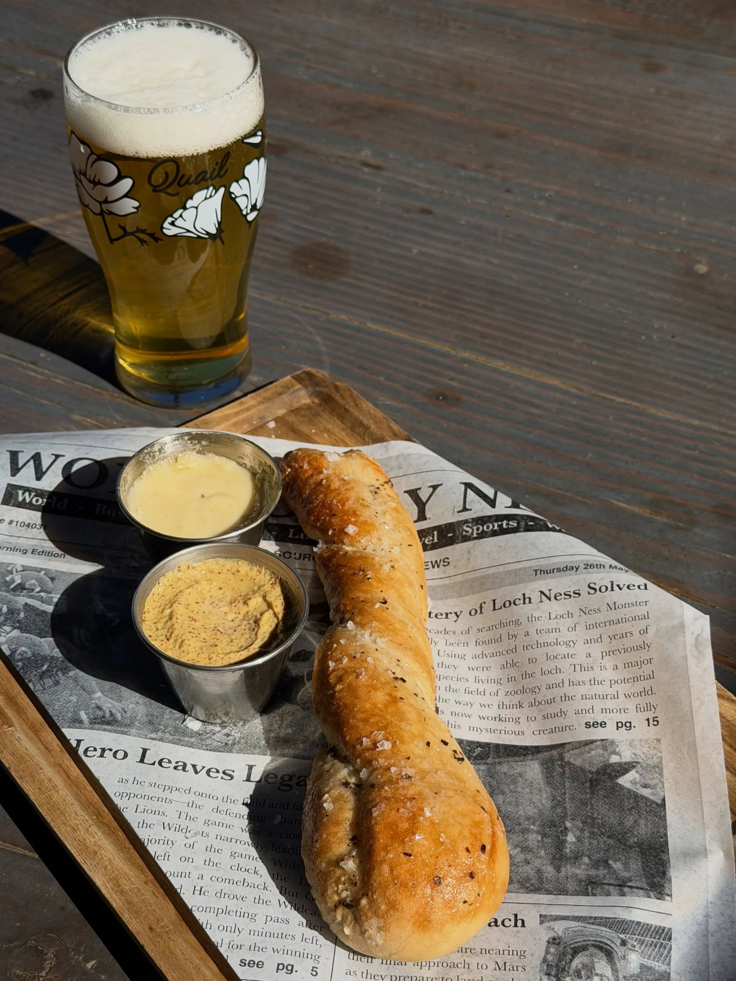 End your week off right with small bites &amp; local wines + beers at Quail 🥨🍺