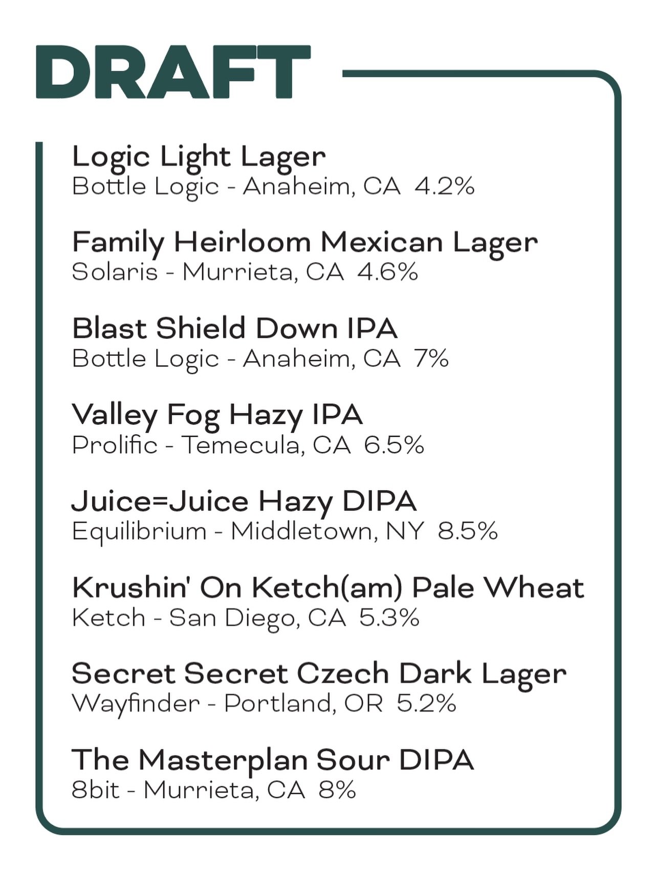 Draft list 🍺