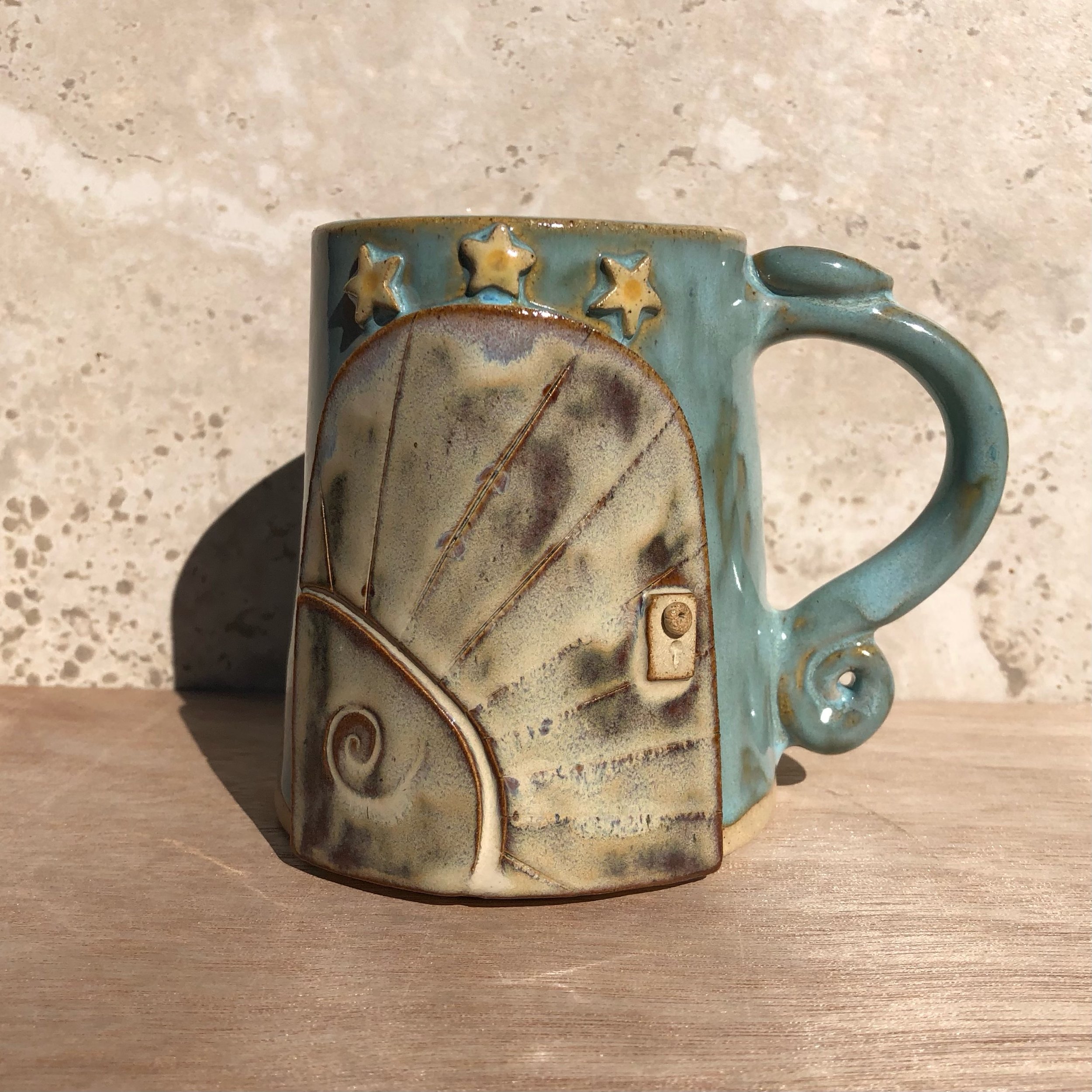 Fairy door mug - blue sun ray 13 oz