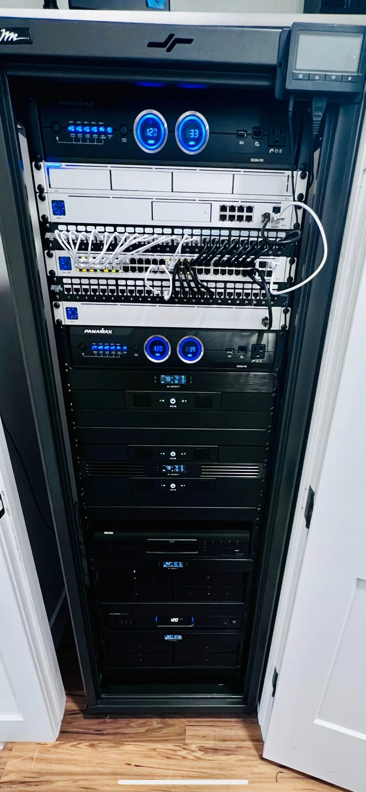 Home theater and network rack.