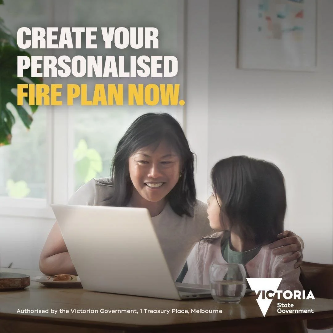 🔥 Hot conditions across many parts of Victoria this week increase the risk of fire. 

Stay alert, avoid activities that could start a fire, and check local warnings before heading outdoors. If a fire starts, act early.

Make sure you have a plan in 