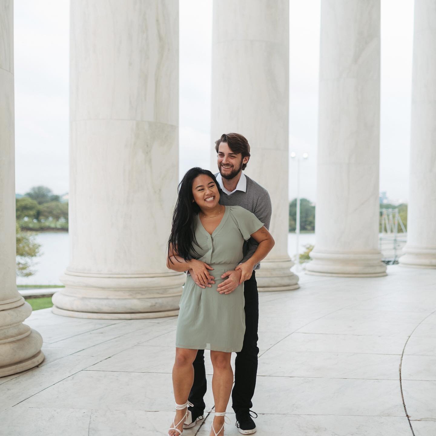 This love story began by meeting through friends and then dating long distance. Now they&rsquo;re living together, right here in Washington DC. They chose to document this chapter of their story at a sentimental location, The Jefferson Memorial. 🩵

