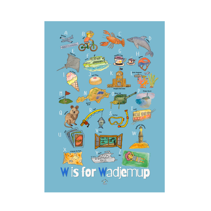 Rottnest Alphabet Print- 'Basin Blue'