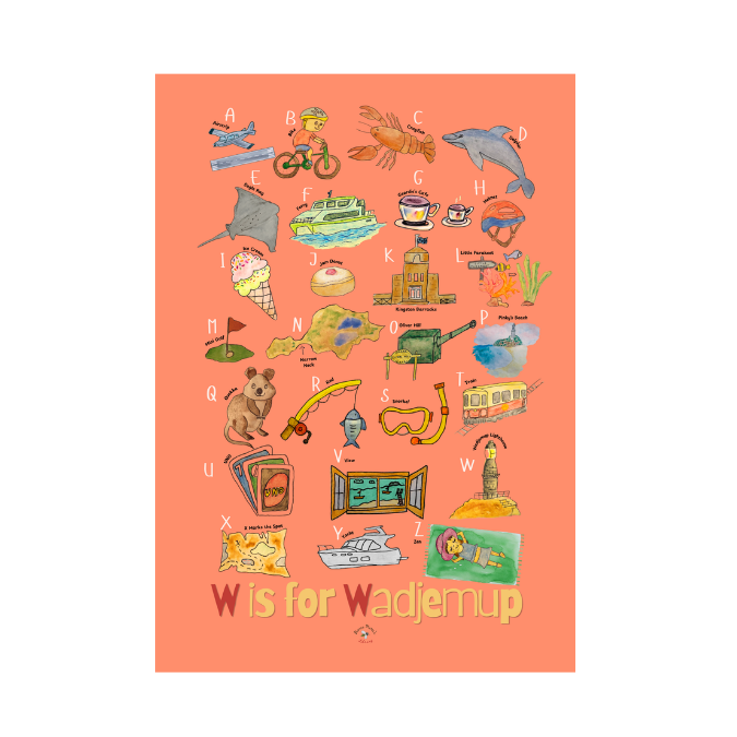 Rottnest Alphabet Print- 'Sunset Orange'