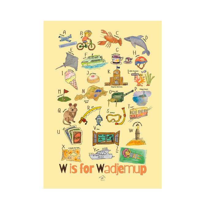 Rottnest Alphabet Print- 'Butter Yellow'