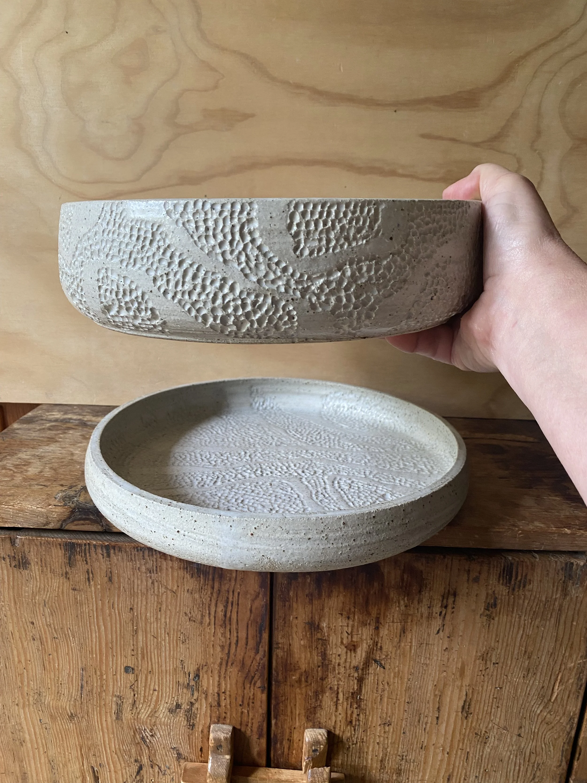 Handmade ceramic Unearthed Topography platter - Ash