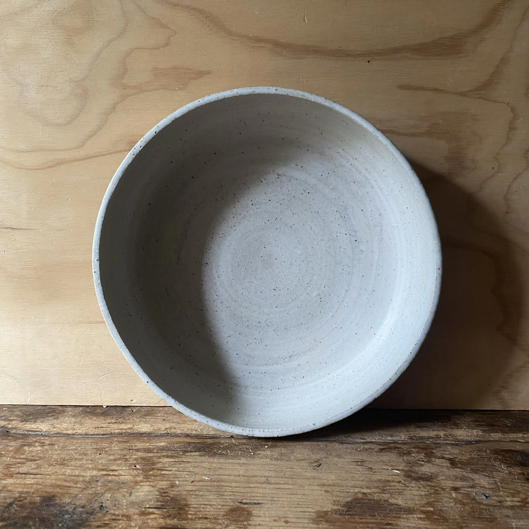 Unearthed Typography Shallow Bowl - Ash glaze