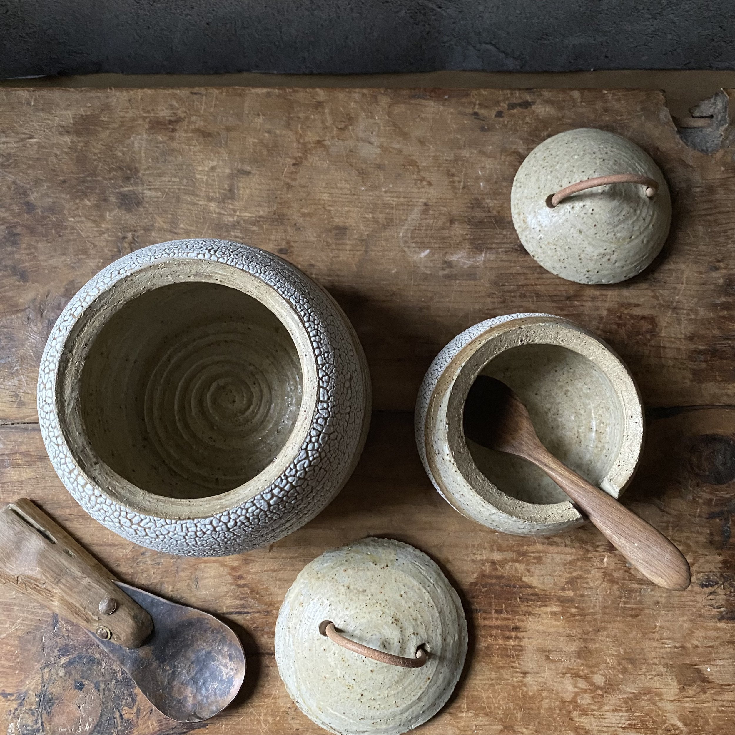 Handmade ceramic Unearthed Pebble Canister set - Earth palette