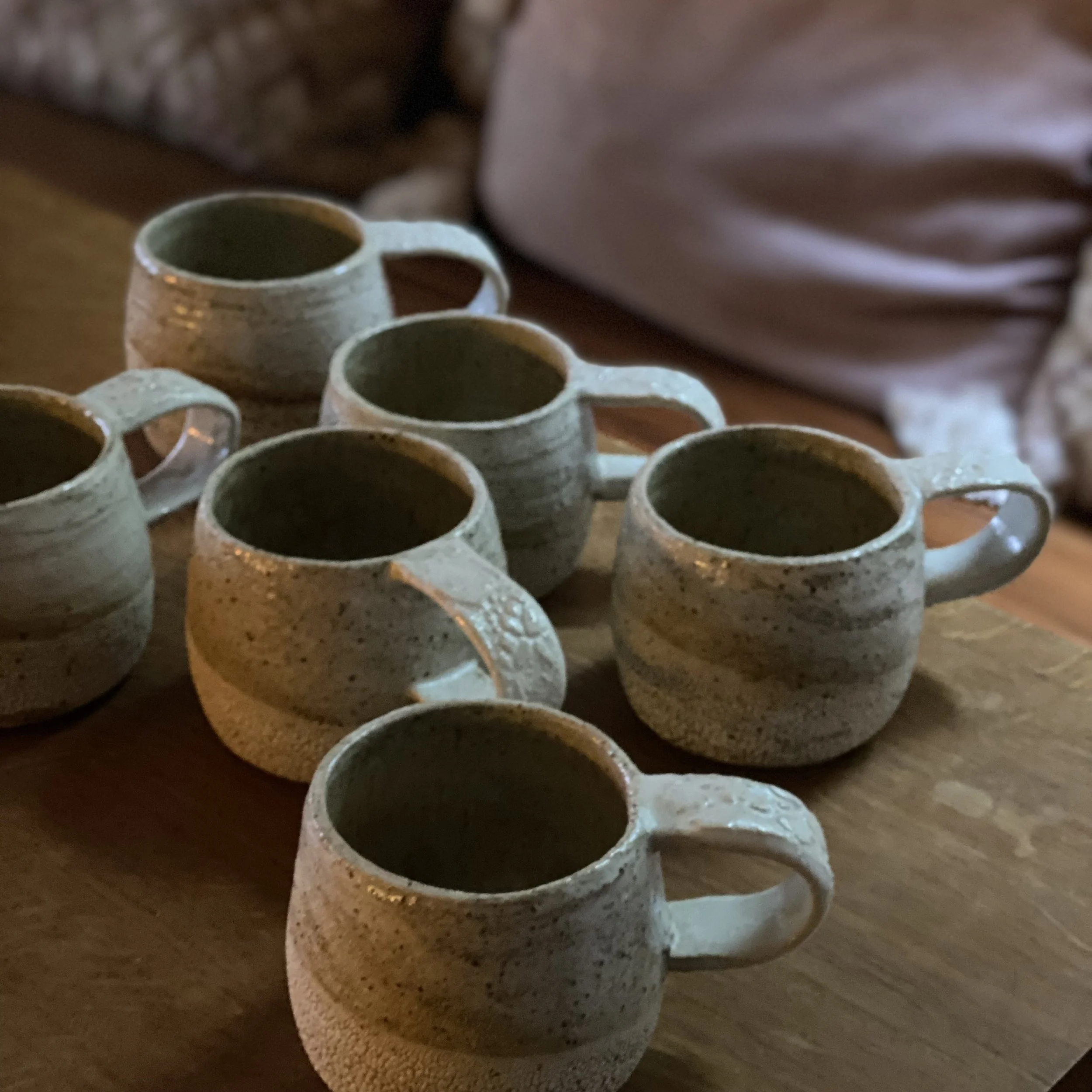 Handmade ceramic Textile pottery mug