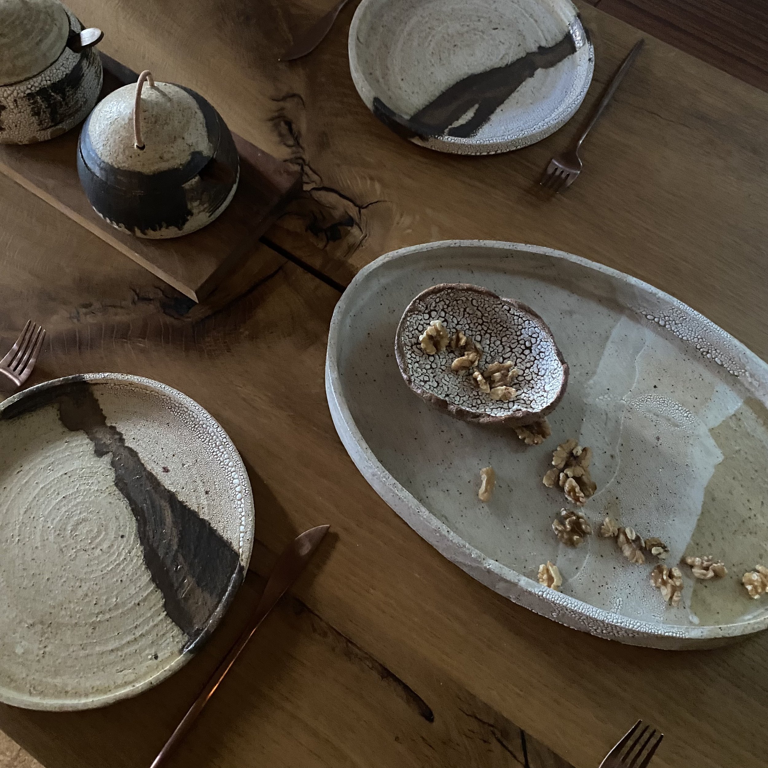 Unearthed Bronze seam plate handmade ceramics