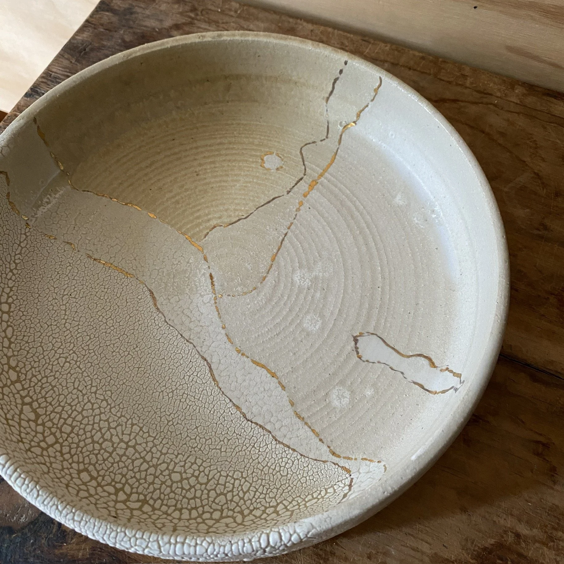 Unearthed Shallow Terrafirma Bowl - with Gold Lustre