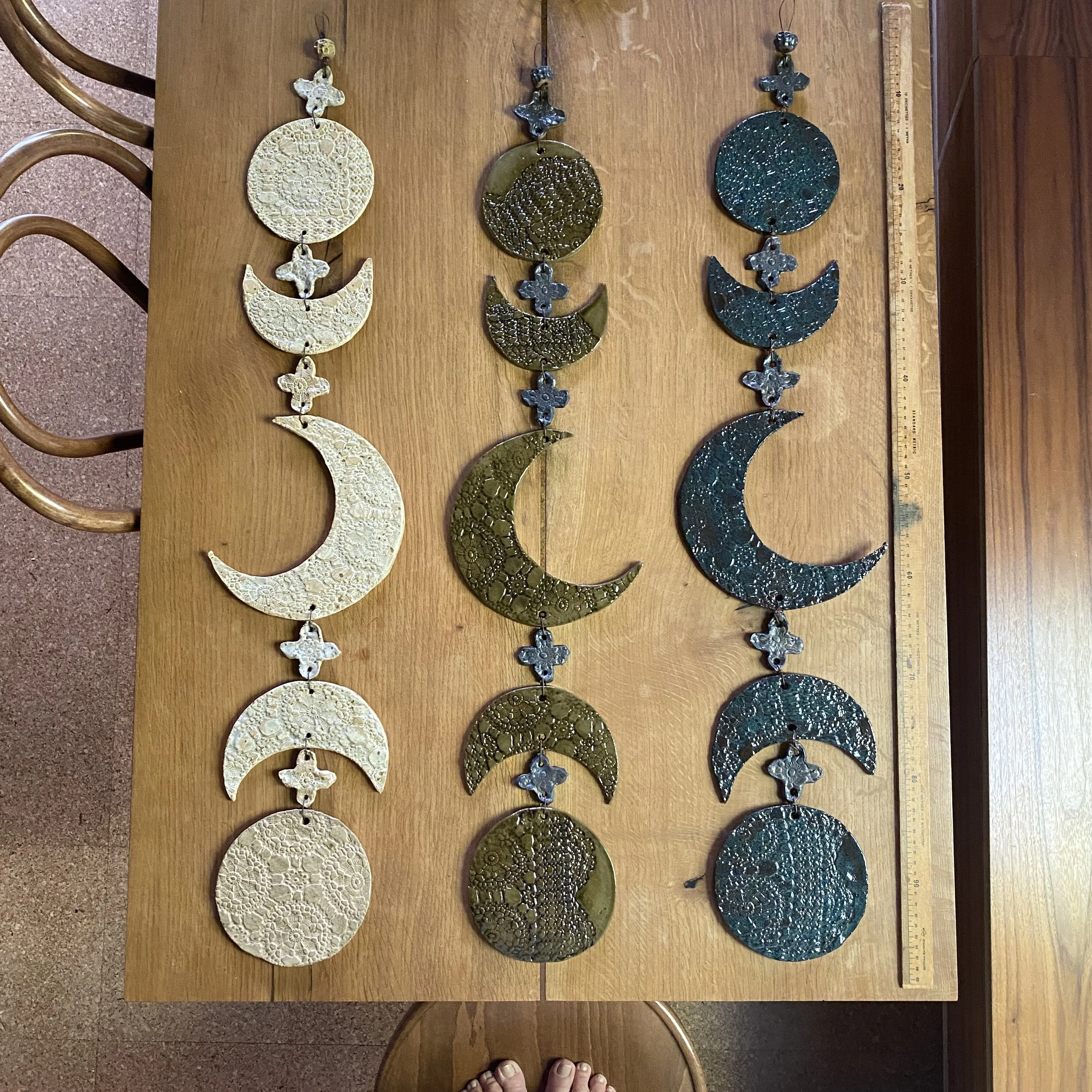 Handmade ceramic Moon phase wall hanging - group of three (Copy)