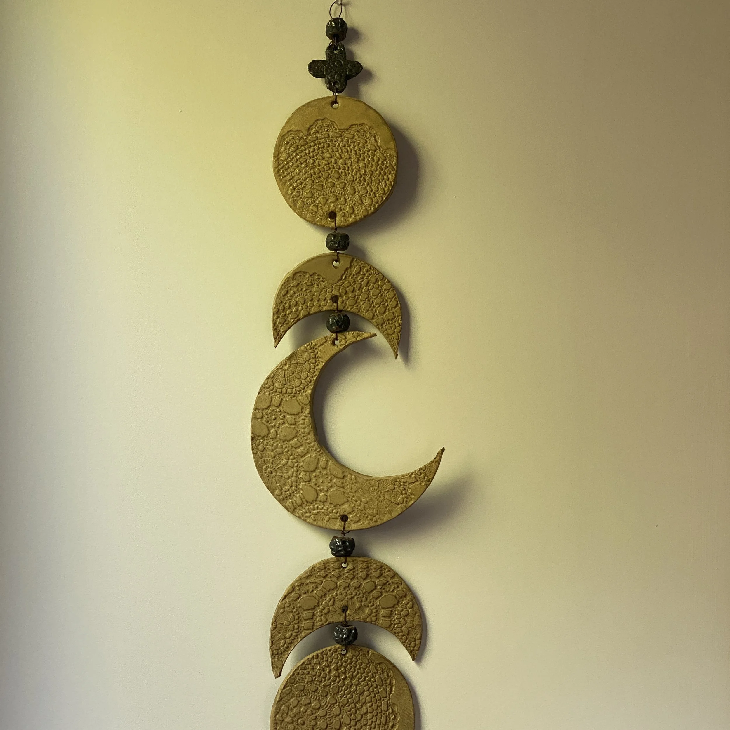 Unearthed Moon Phase Ceramic Wallhanging - Wheat